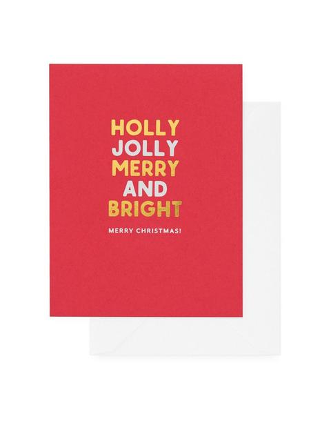 Holly Jolly Merry & Bright Holiday Card