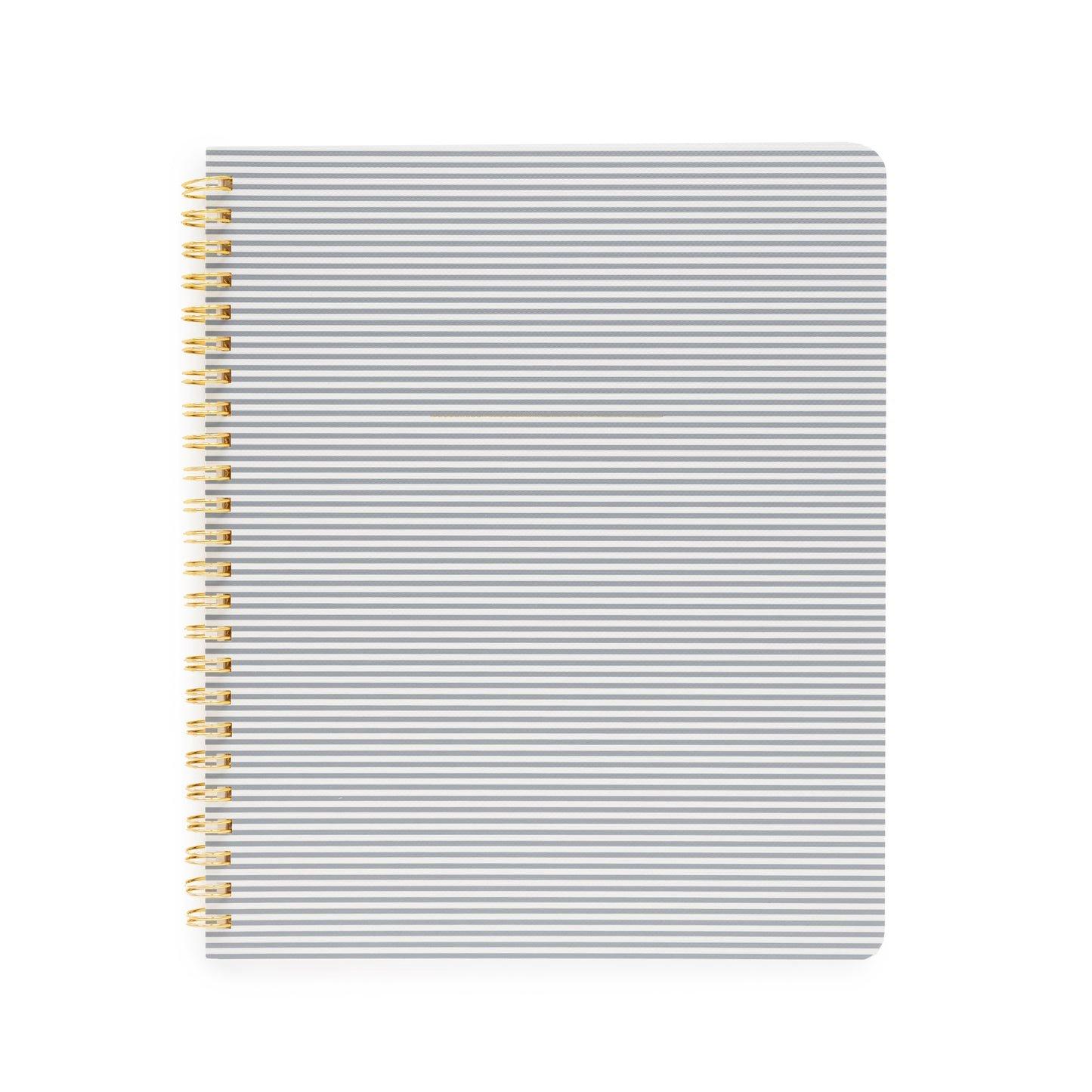 Spiral Notebook, Dusty Blue Stripe