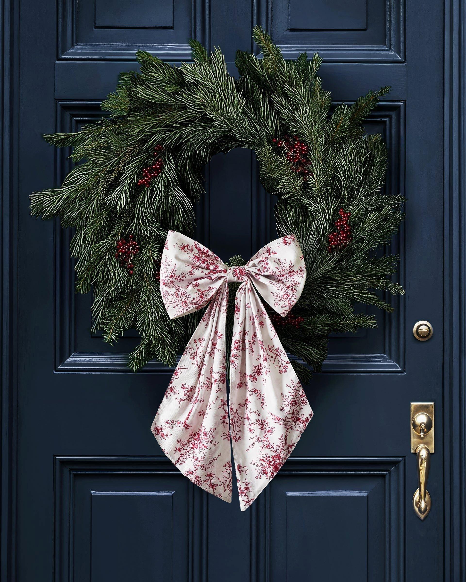 Wreath Bow in Red Timeless Toile image number 1