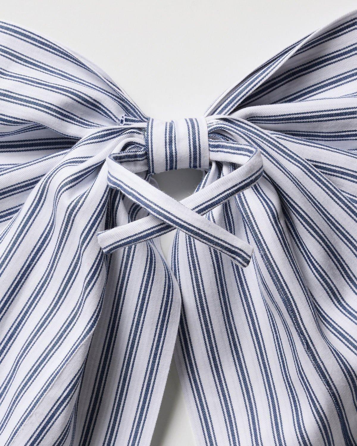 Wreath Bow in Navy French Ticking image number 2
