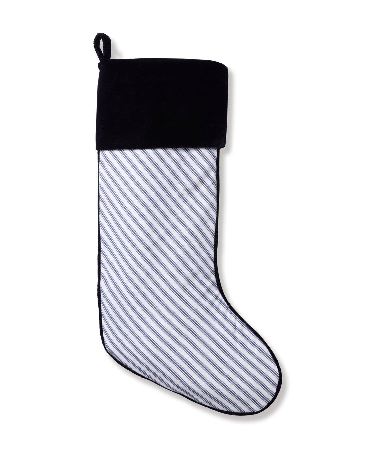 Christmas Stocking in Navy French Ticking