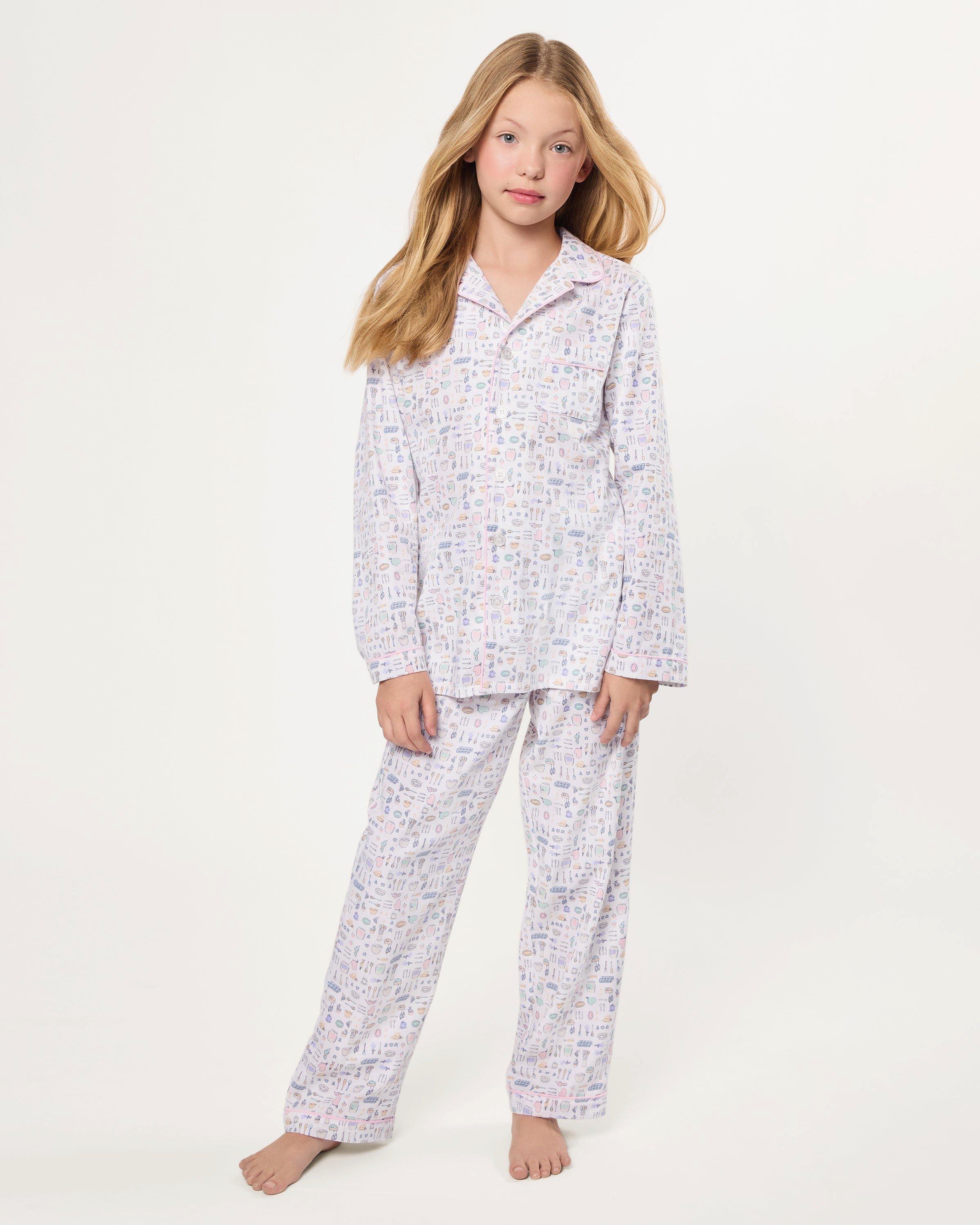 Kid's Twill Pajama Set in Baking Spirits Bright image number 1