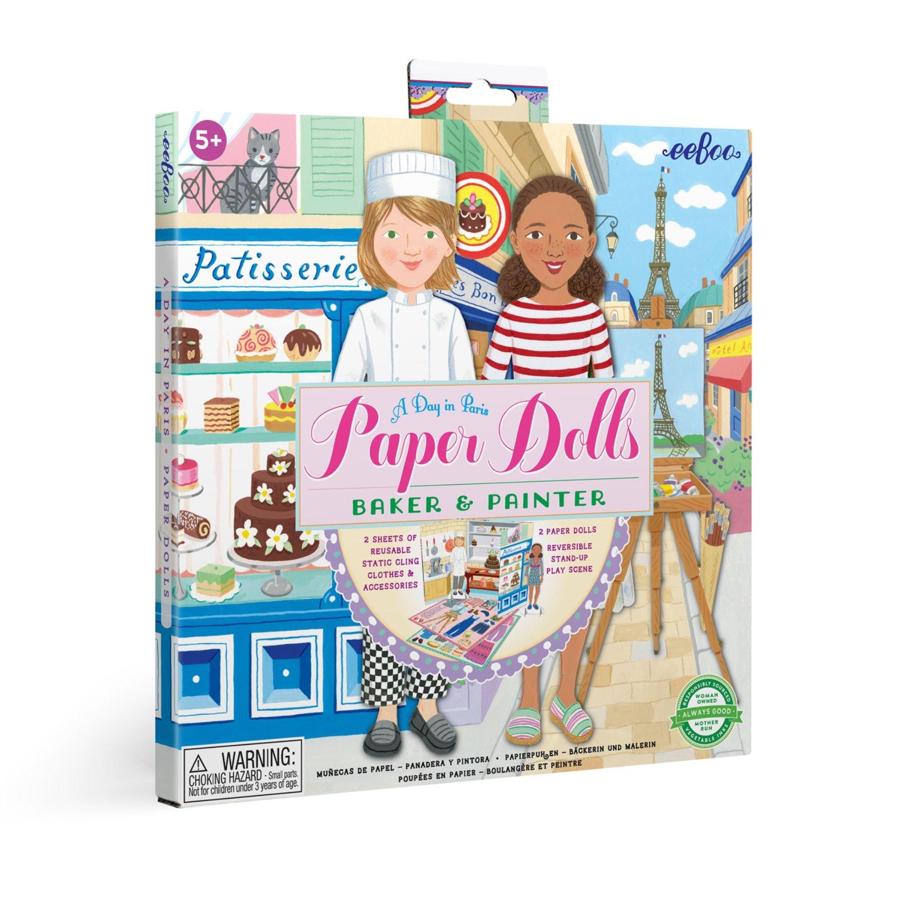 Baker and Painter Paper Dolls Reusable Set for Kids image number 3