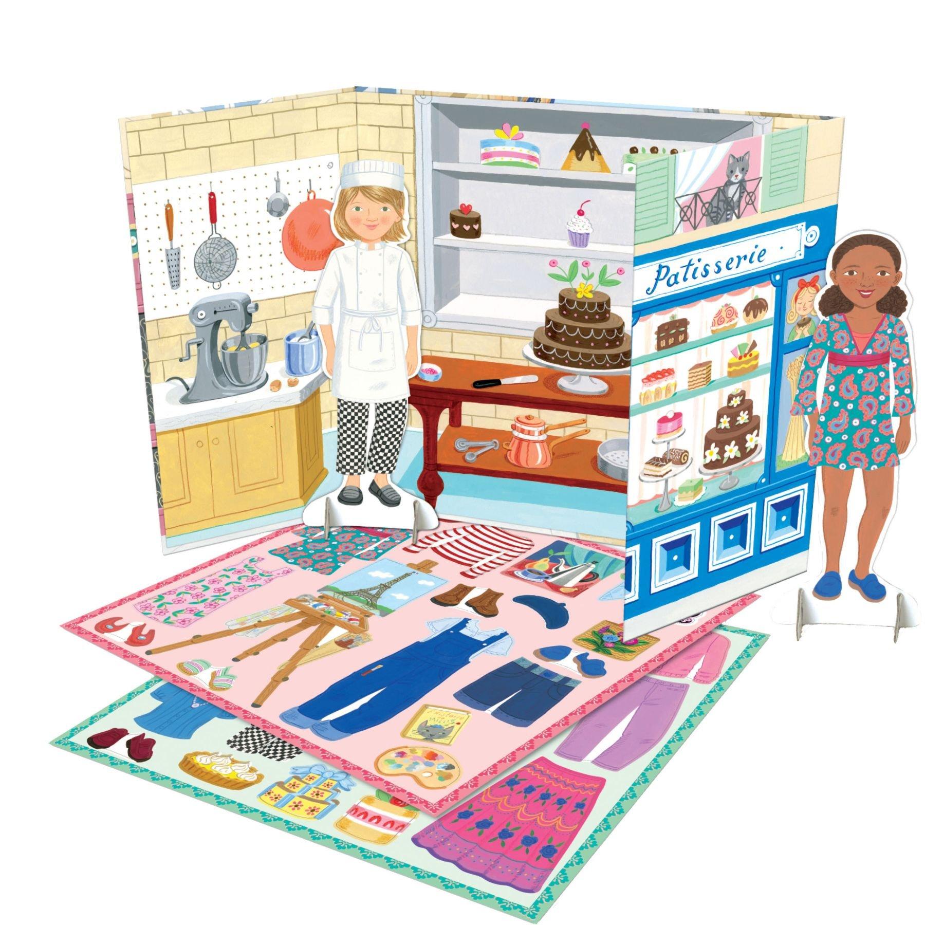 Baker and Painter Paper Dolls Reusable Set for Kids image number 1