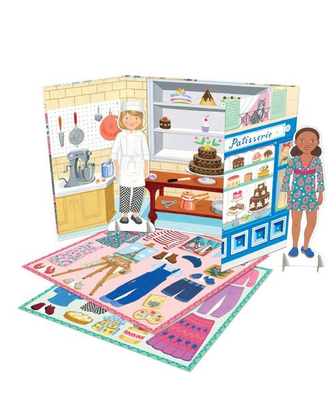 Baker and Painter Paper Dolls Reusable Set for Kids