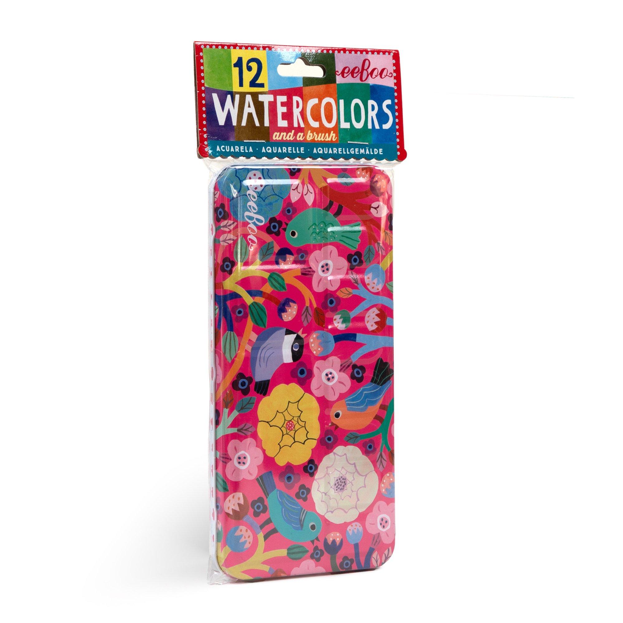 Watercolors Paint Set: Birds in Fuchsia