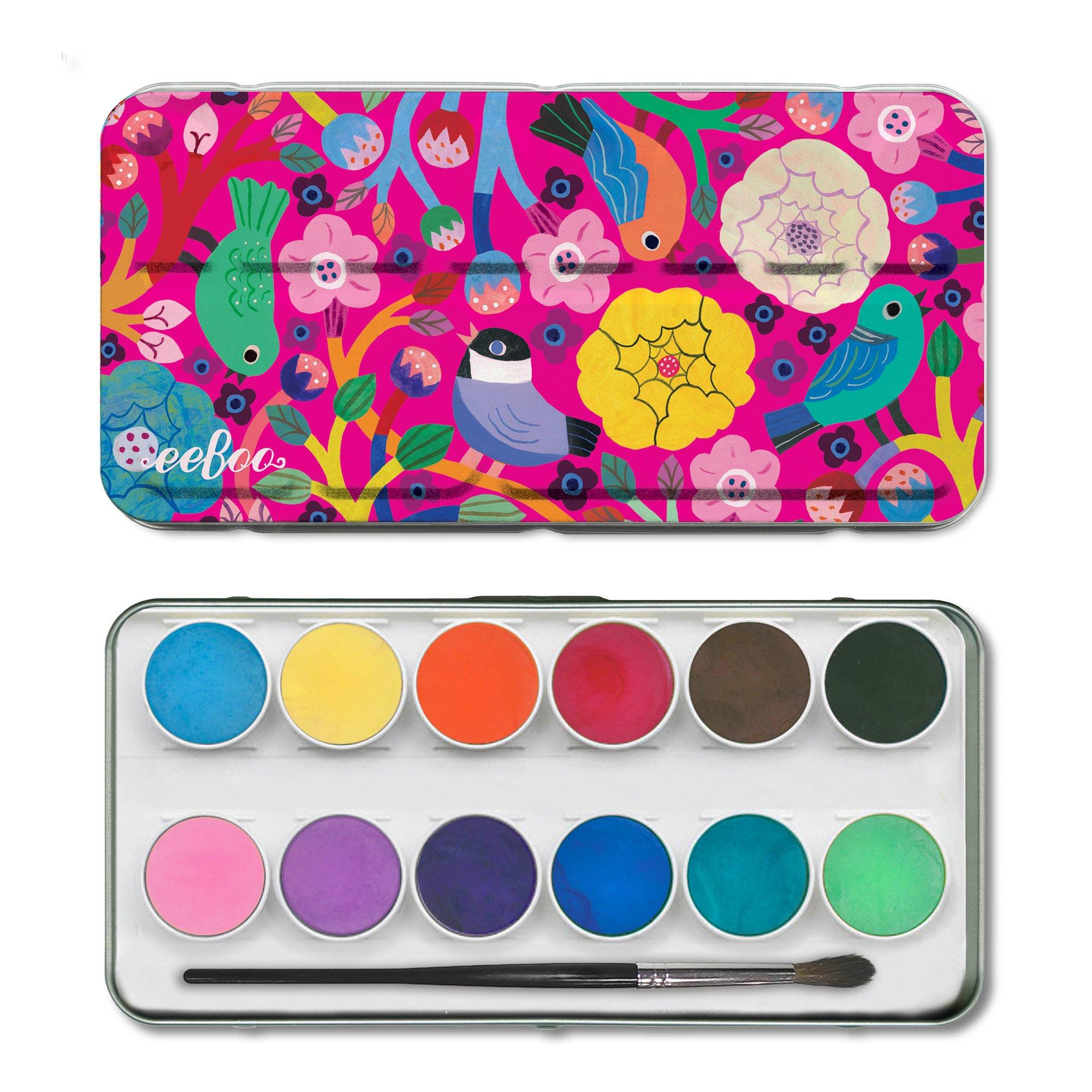 Watercolors Paint Set: Birds in Fuchsia image number 2
