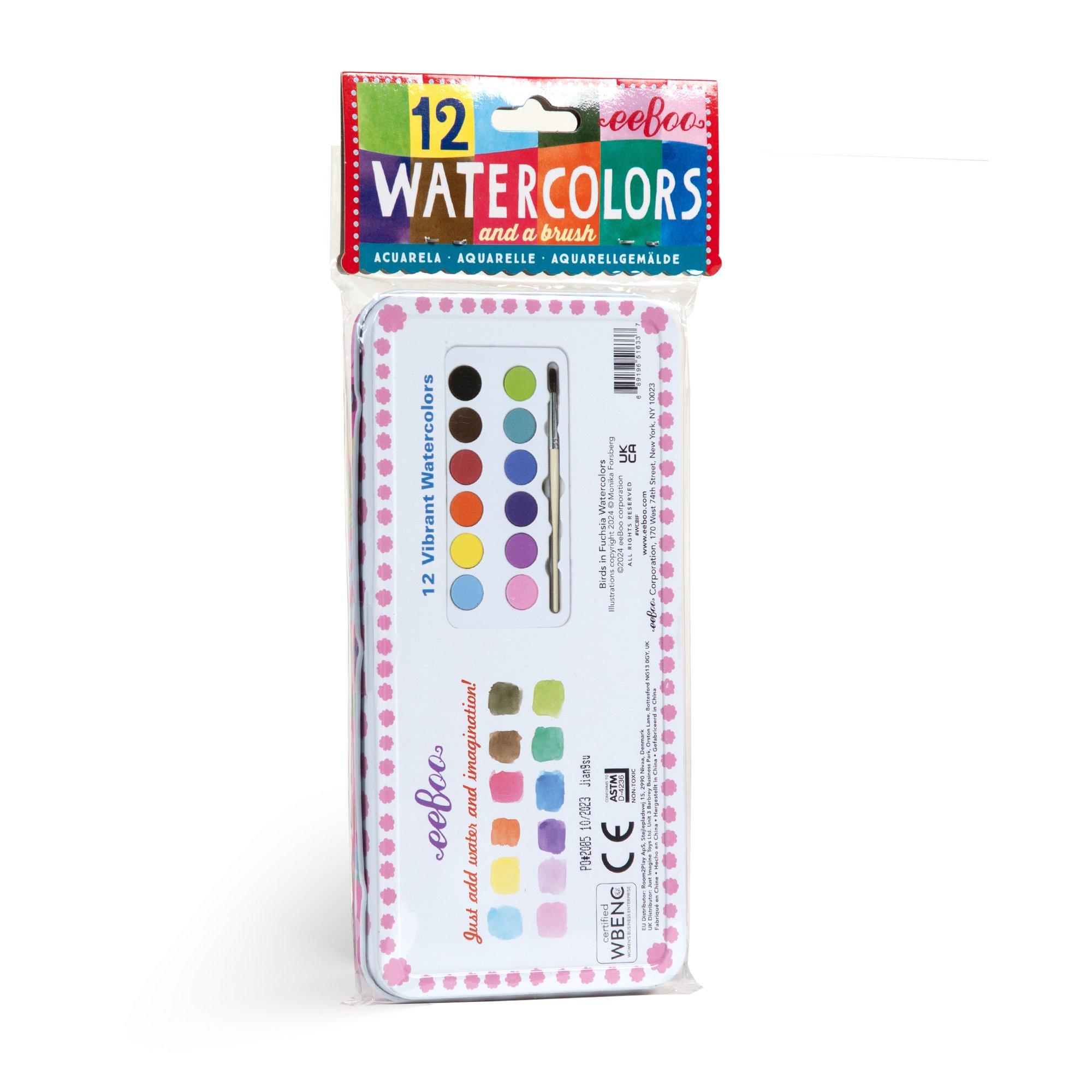 Watercolors Paint Set: Birds in Fuchsia image number 1