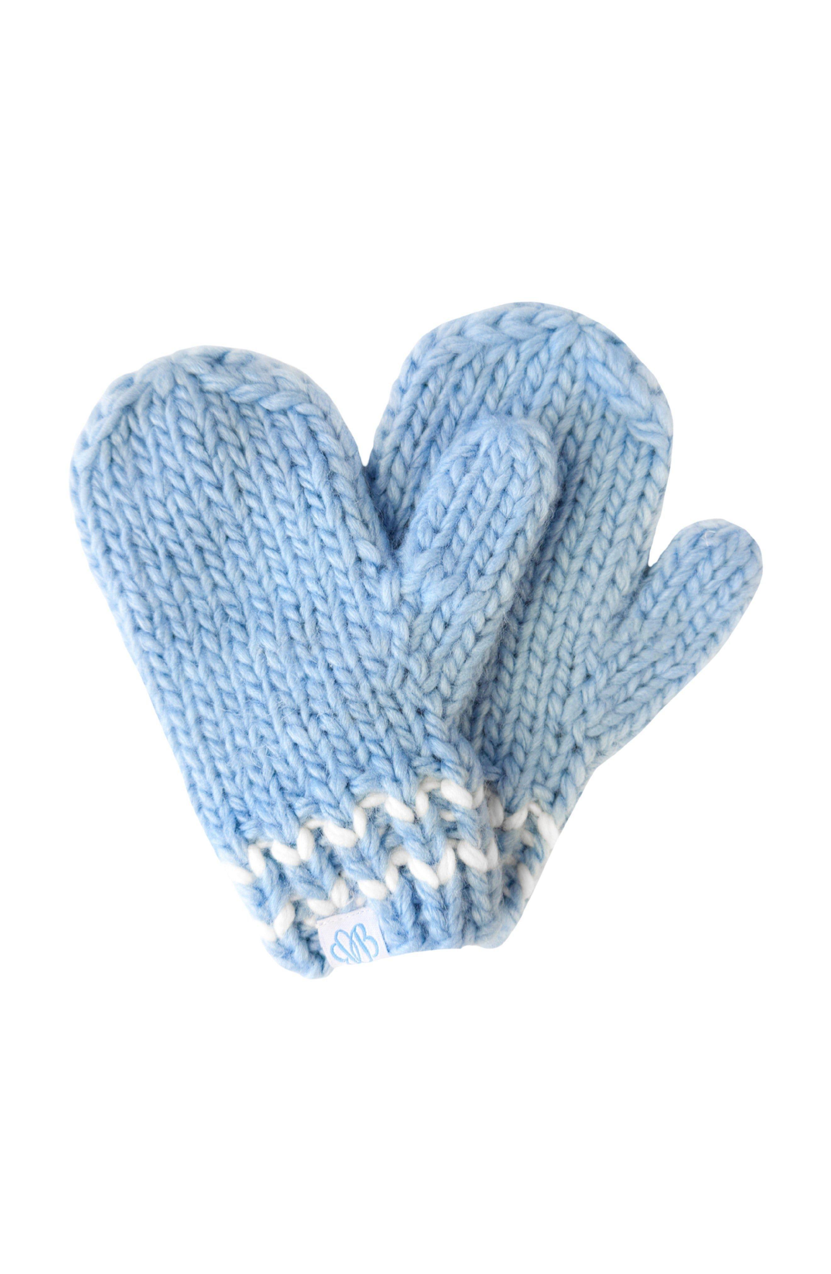 Blue Knit Mittens