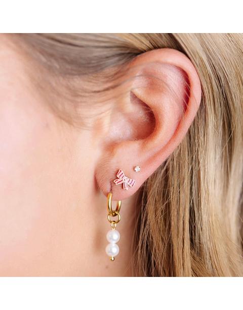 Striped Bow Stud Earrings