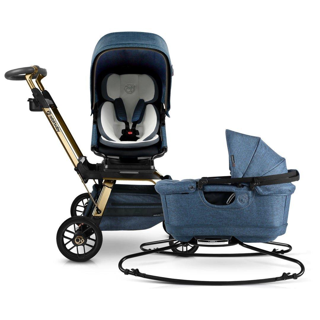 Stroll & Lounge Travel System: Gold | Mélange Navy