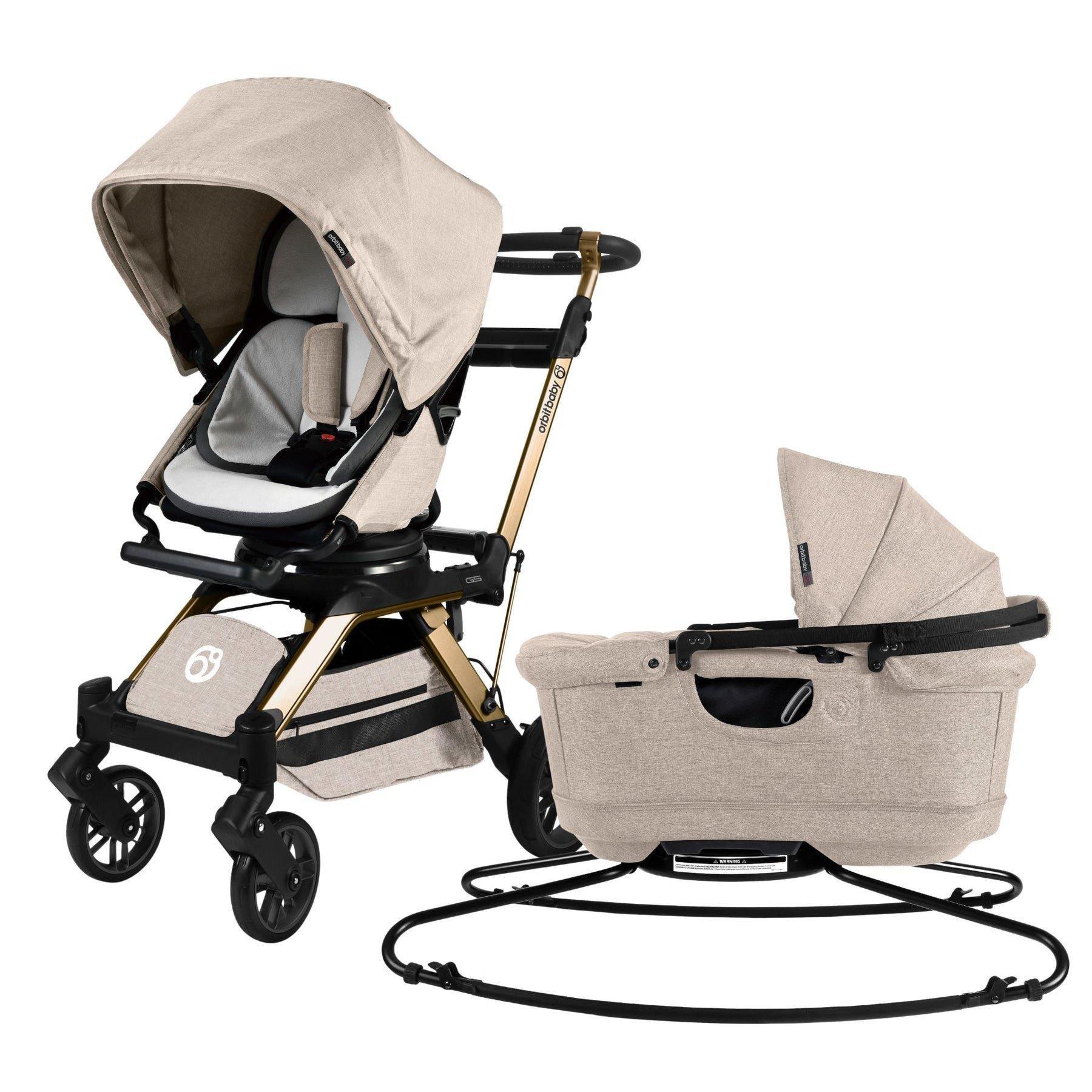 Stroll & Lounge Travel System: Gold | Mélange Flax