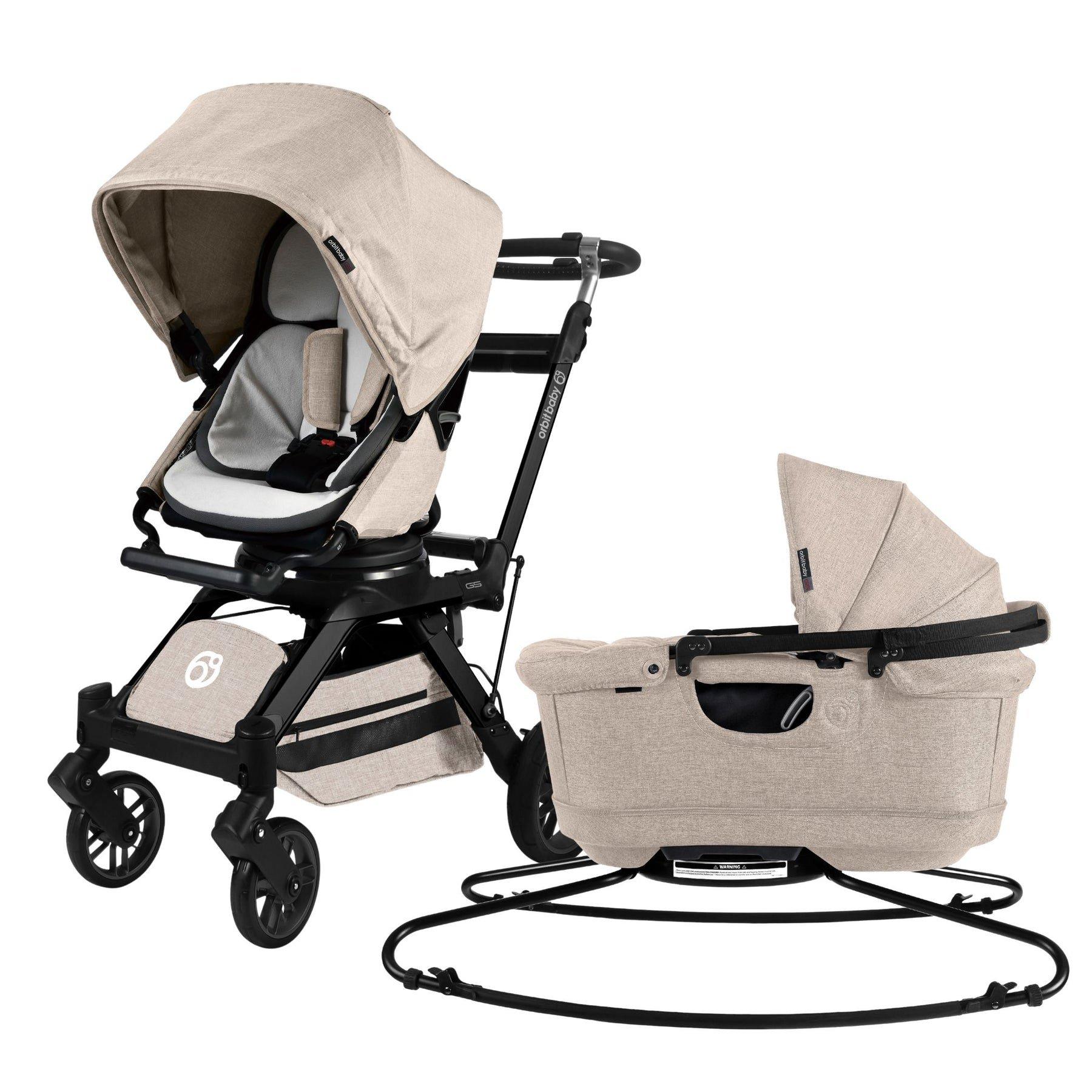 Stroll & Lounge Travel System: Black | Mélange Flax