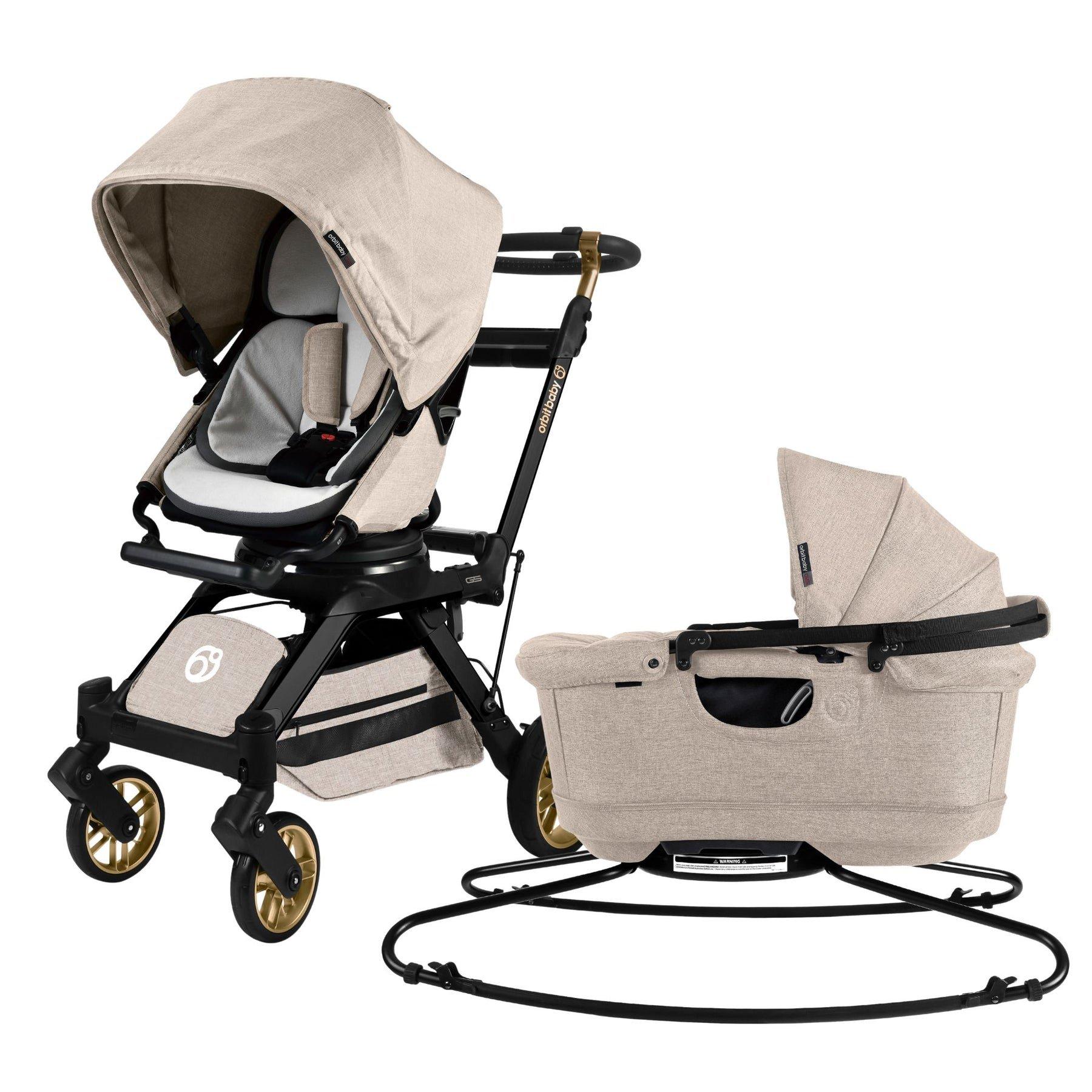 Stroll & Lounge Travel System: Black Luxe | Mélange Flax