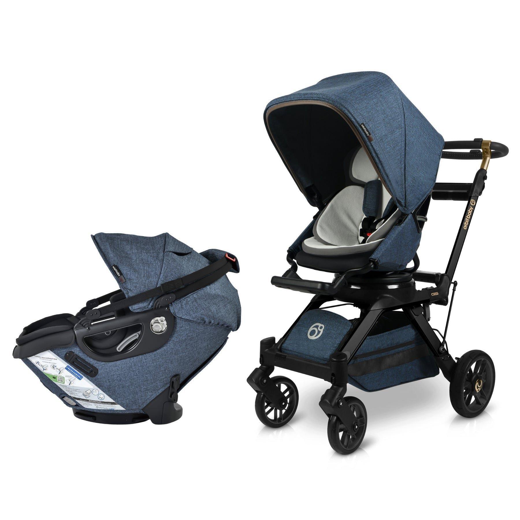 Stroll & Ride Travel System: Black Luxe | Mélange Navy