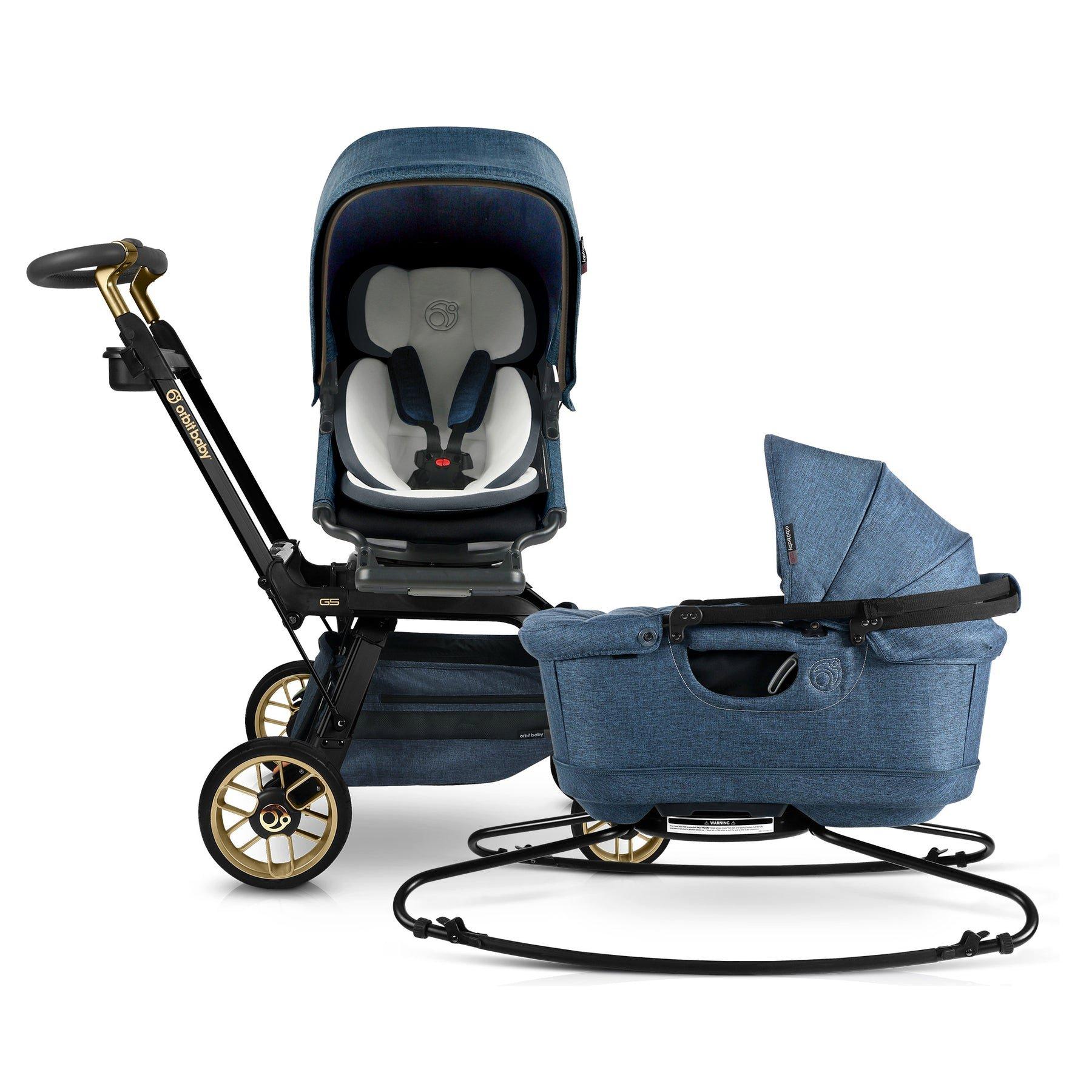 Stroll & Lounge Travel System: Black Luxe | Mélange Navy