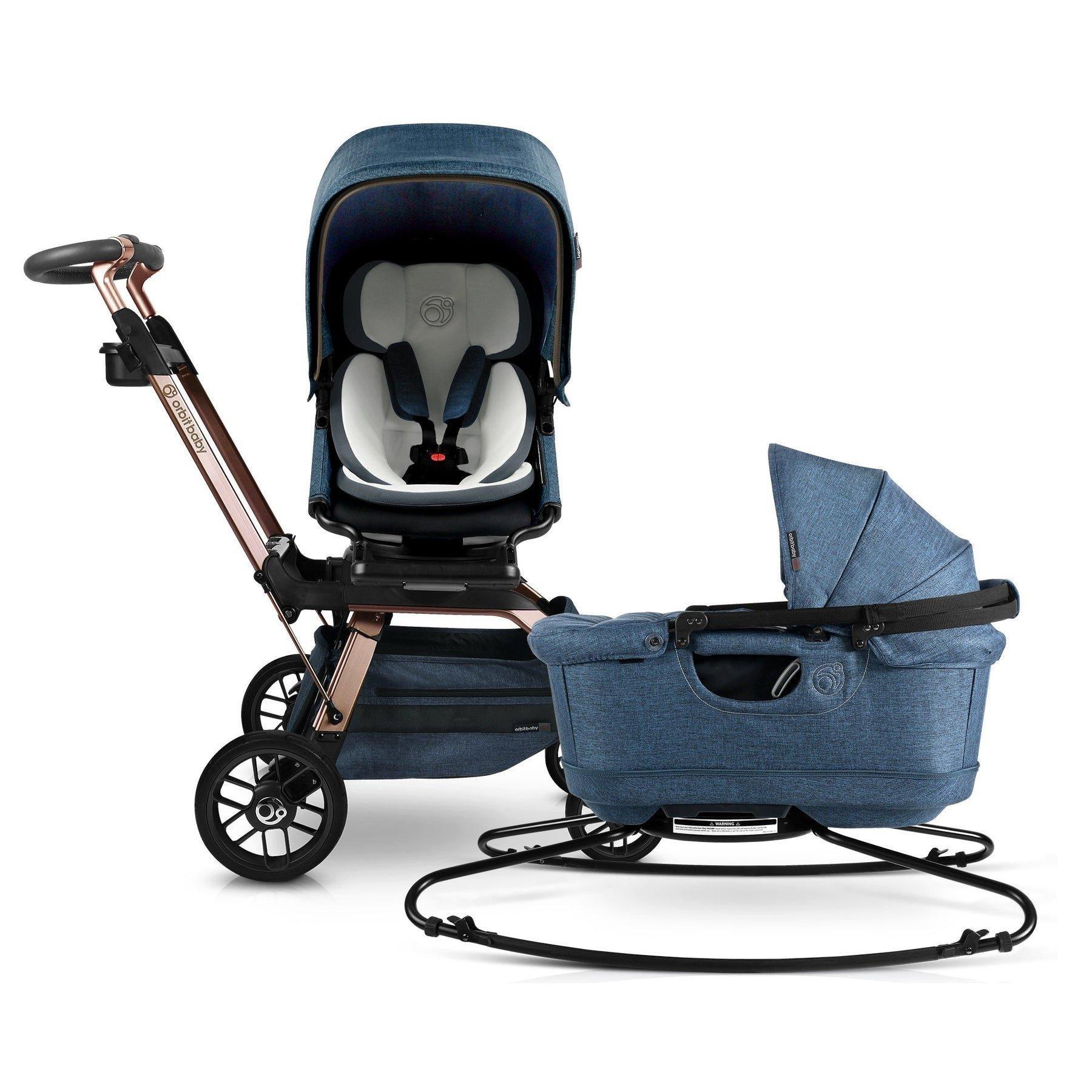 Stroll & Lounge Travel System: Rose Gold | Mélange Navy