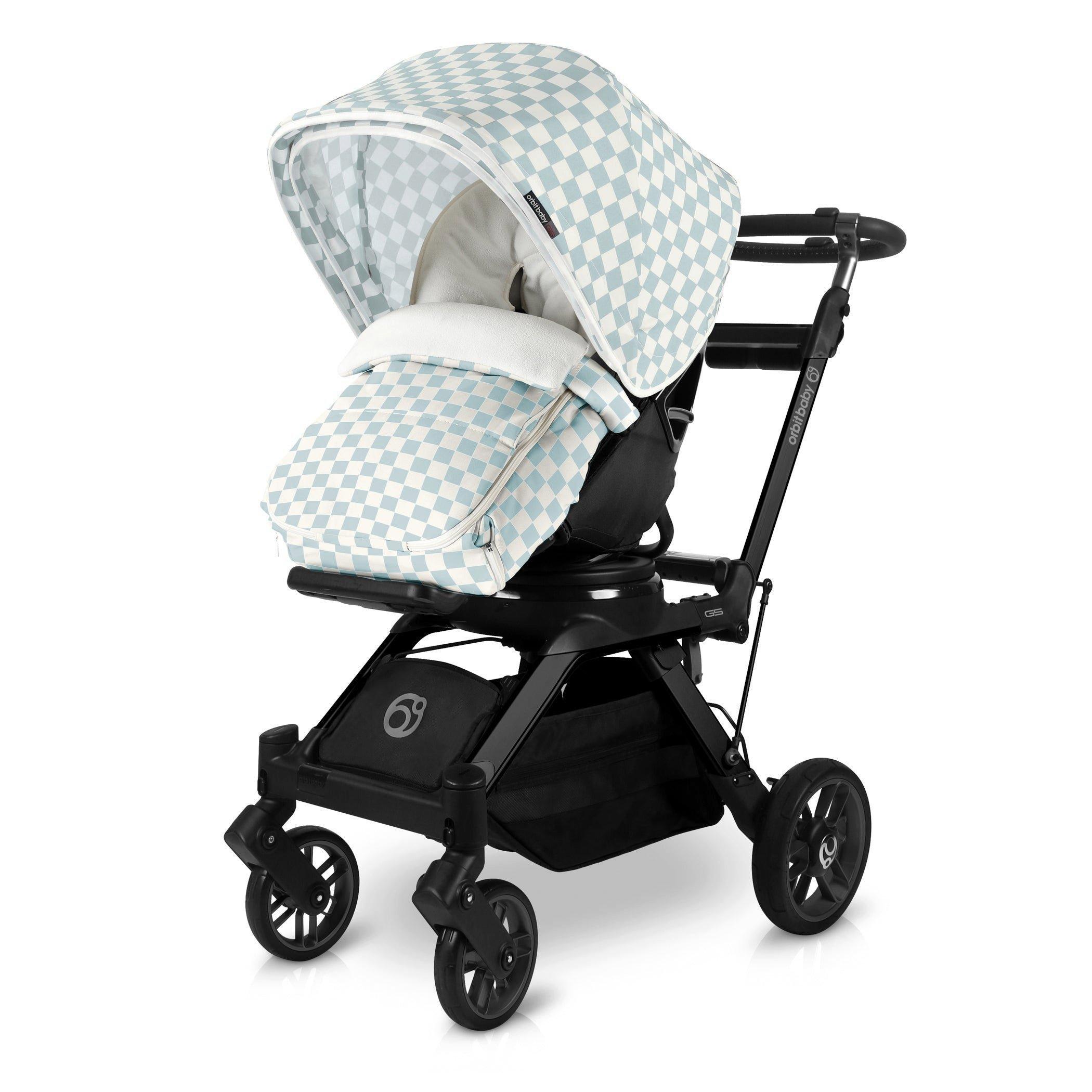Stroller Canopy & Footmuff Bundle: Checkered Surf Spray