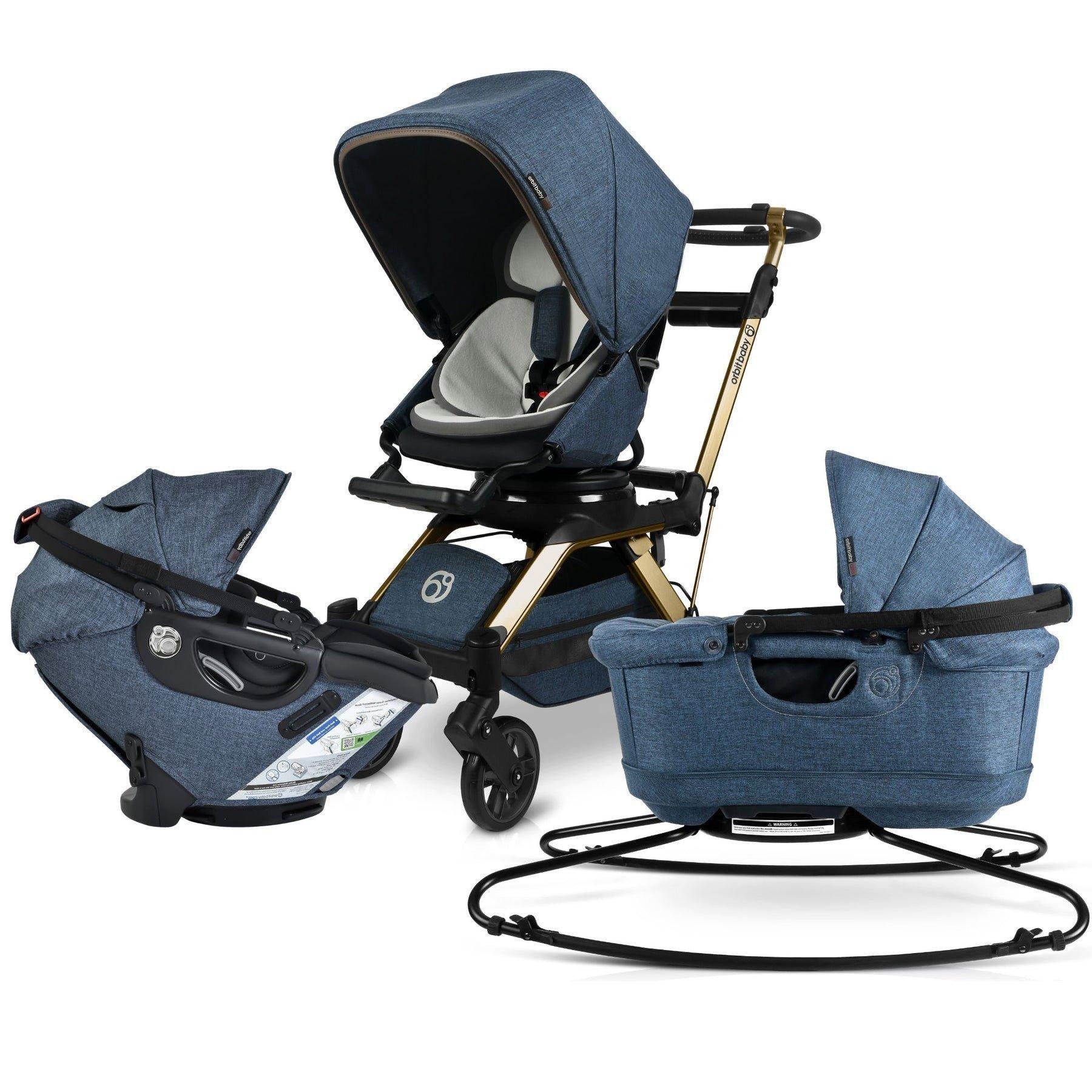 Stroll, Lounge & Ride Travel System: Gold | Mélange Navy