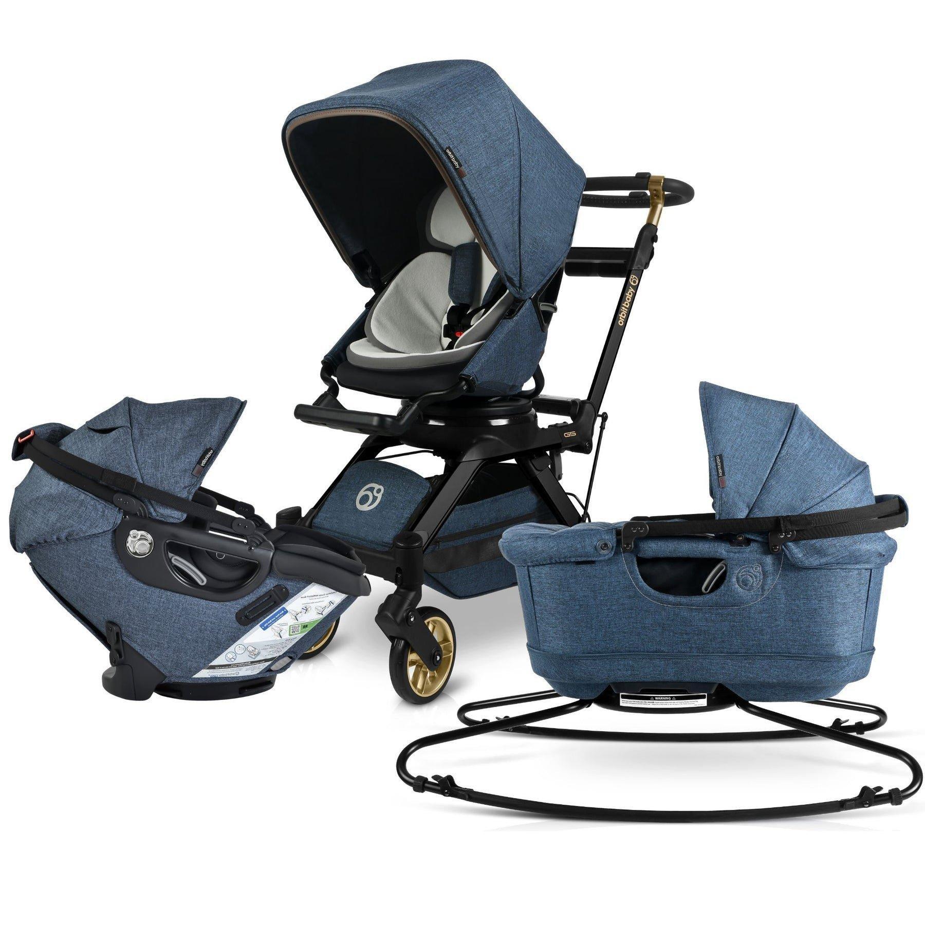 Stroll, Lounge & Ride Travel System: Black Luxe | M&eacute;lange Navy