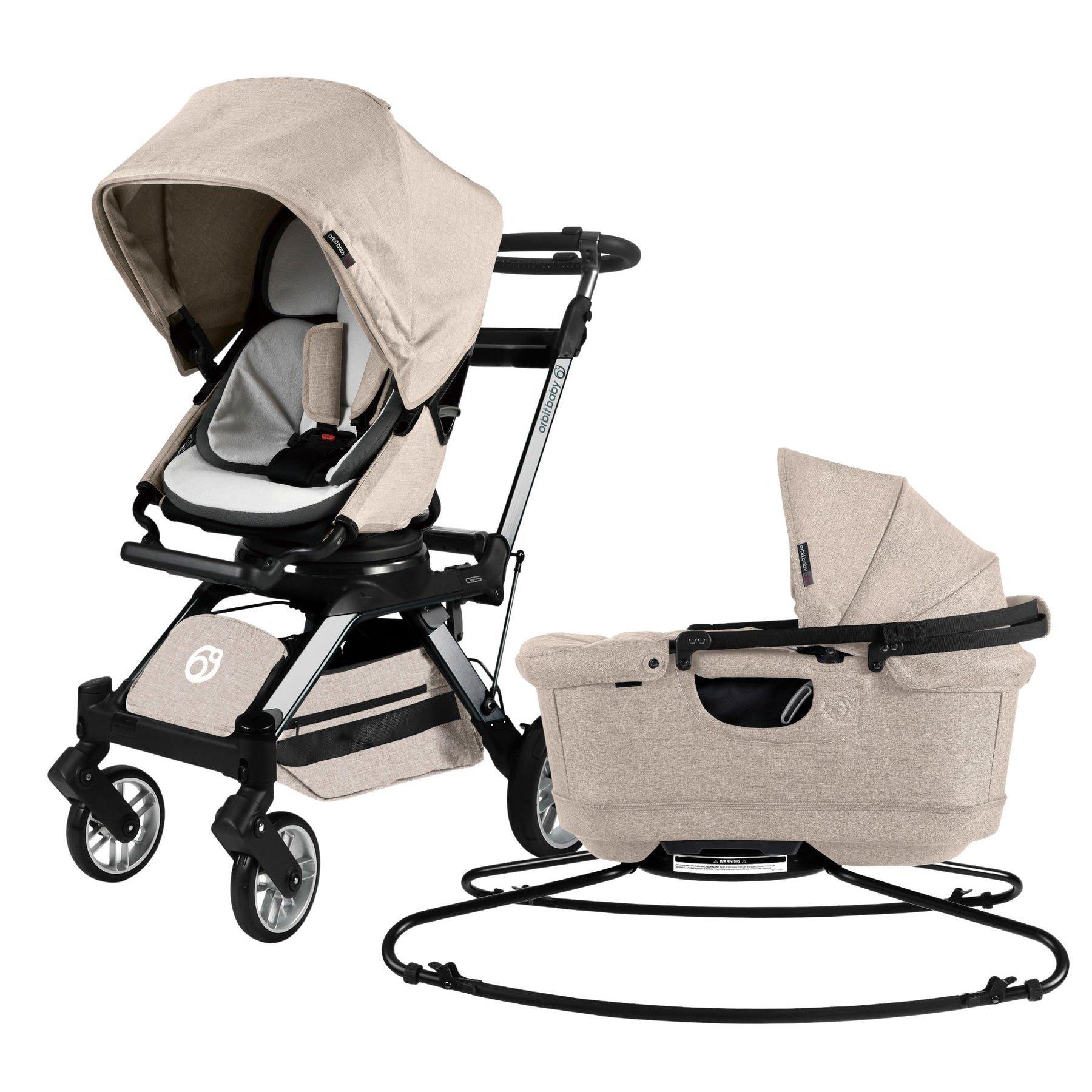 Stroll & Lounge Travel System: Titanium | Mélange Flax