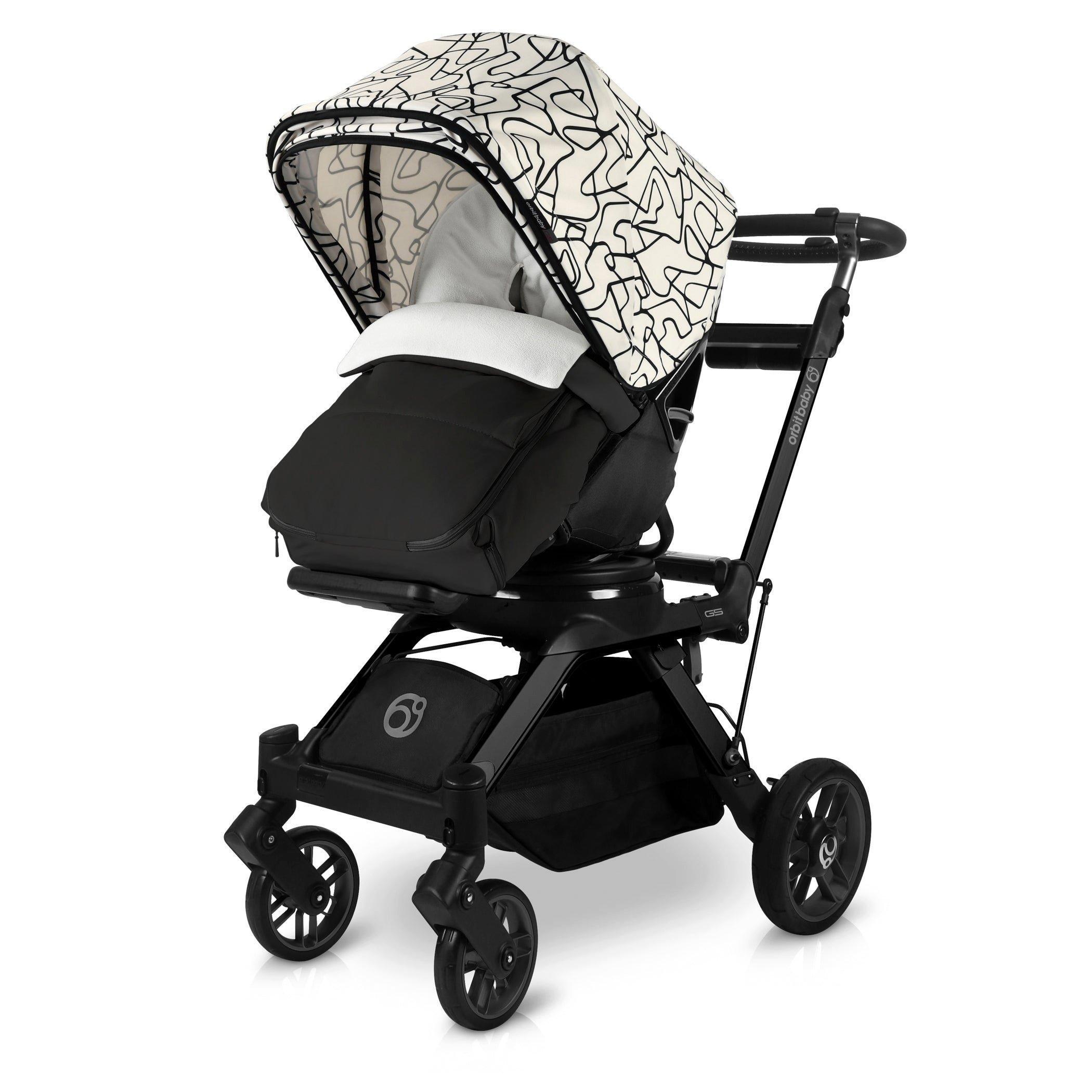 Stroller Canopy & Footmuff Bundle: Squiggle & Black