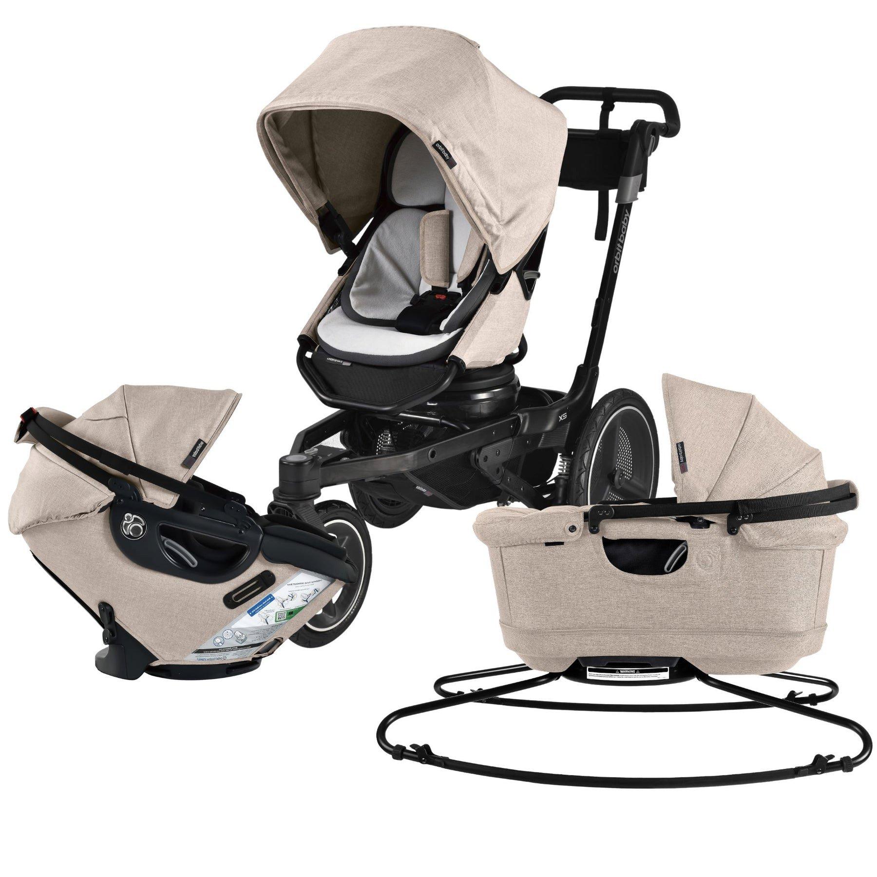 Jog, Lounge & Ride Travel System: Black | Mélange Flax