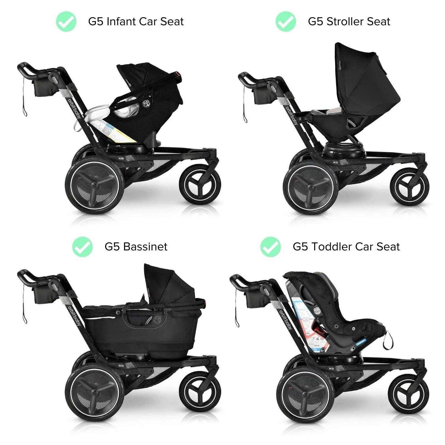 Jog, Lounge & Ride Travel System: Black | Mélange Flax image number 4