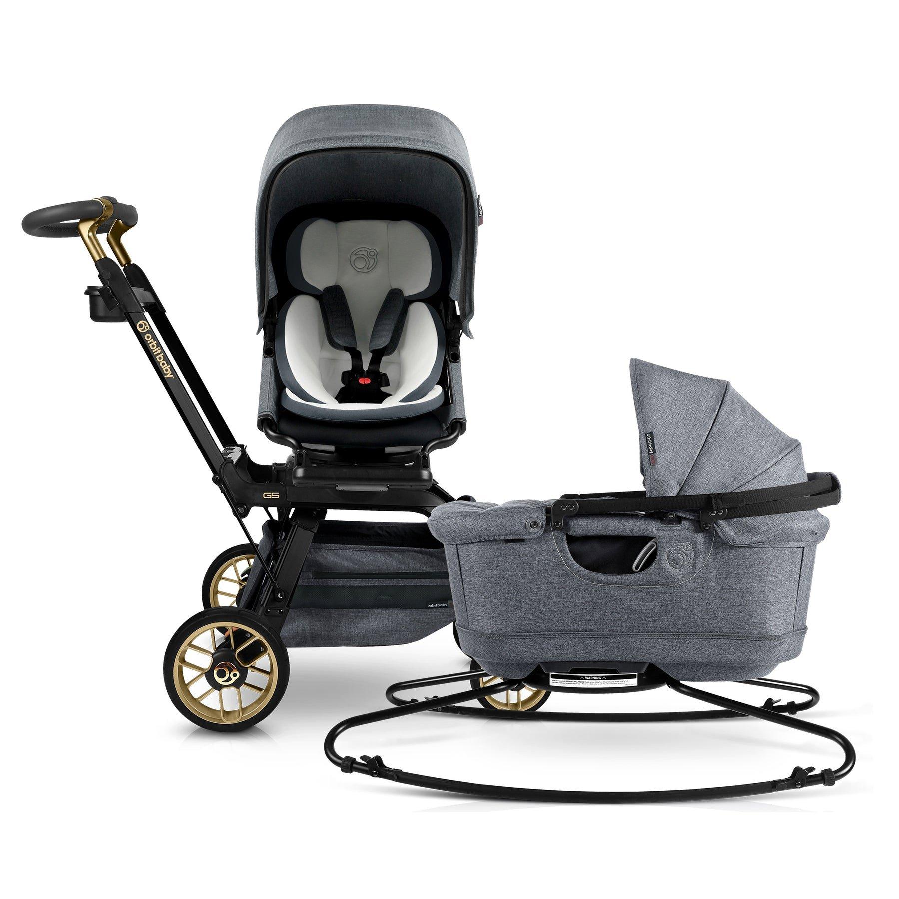 Stroll & Lounge Travel System: Black Luxe | Mélange Grey