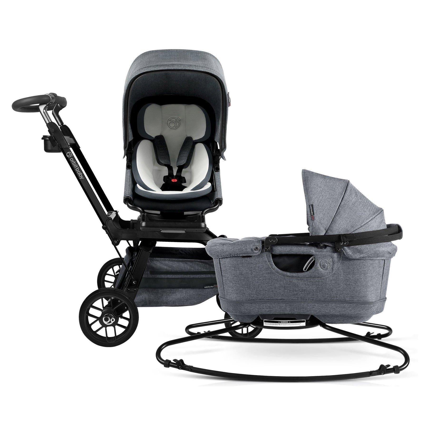 Stroll & Lounge Travel System: Black | Mélange Grey