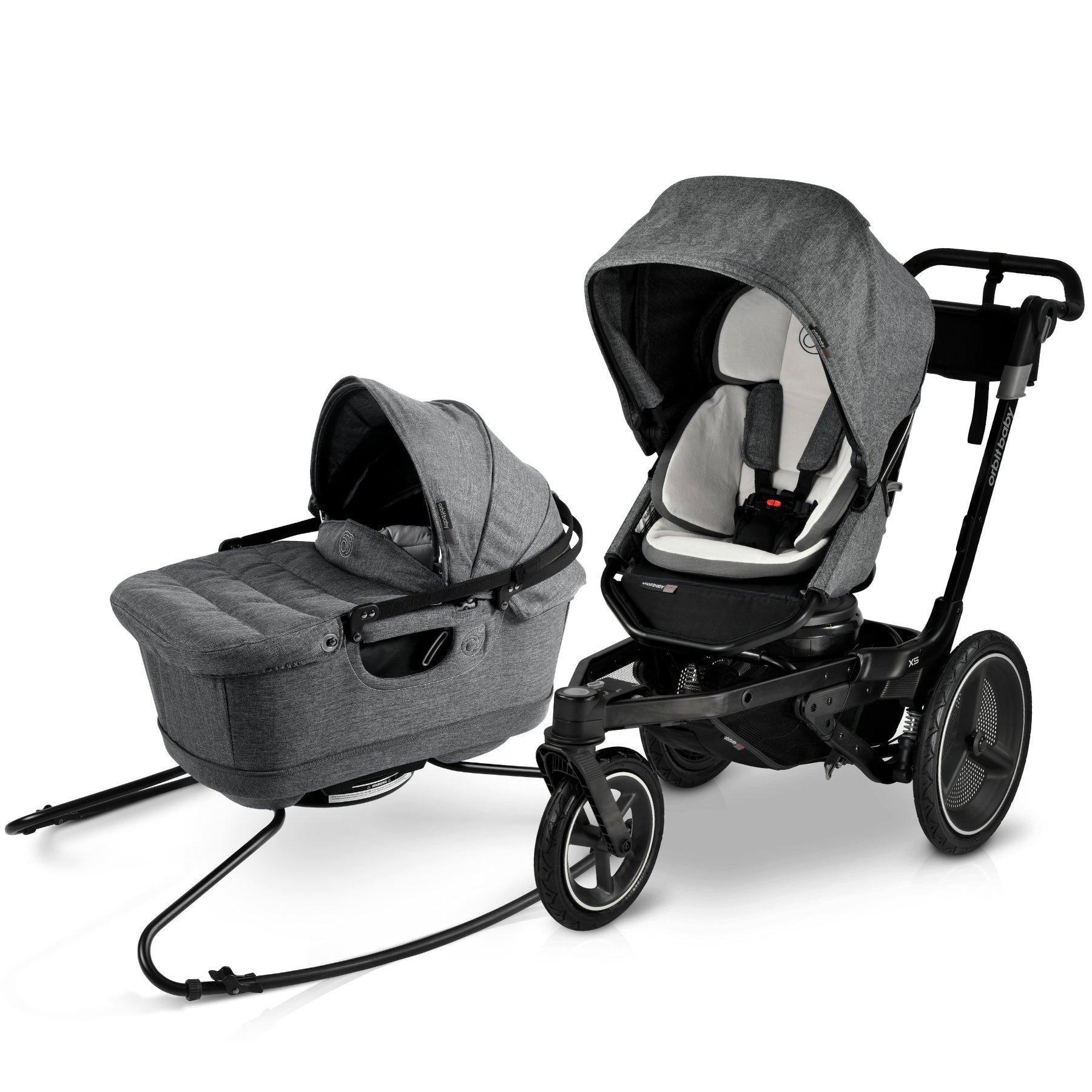 Jog & Lounge Travel System: Black | Mélange Grey