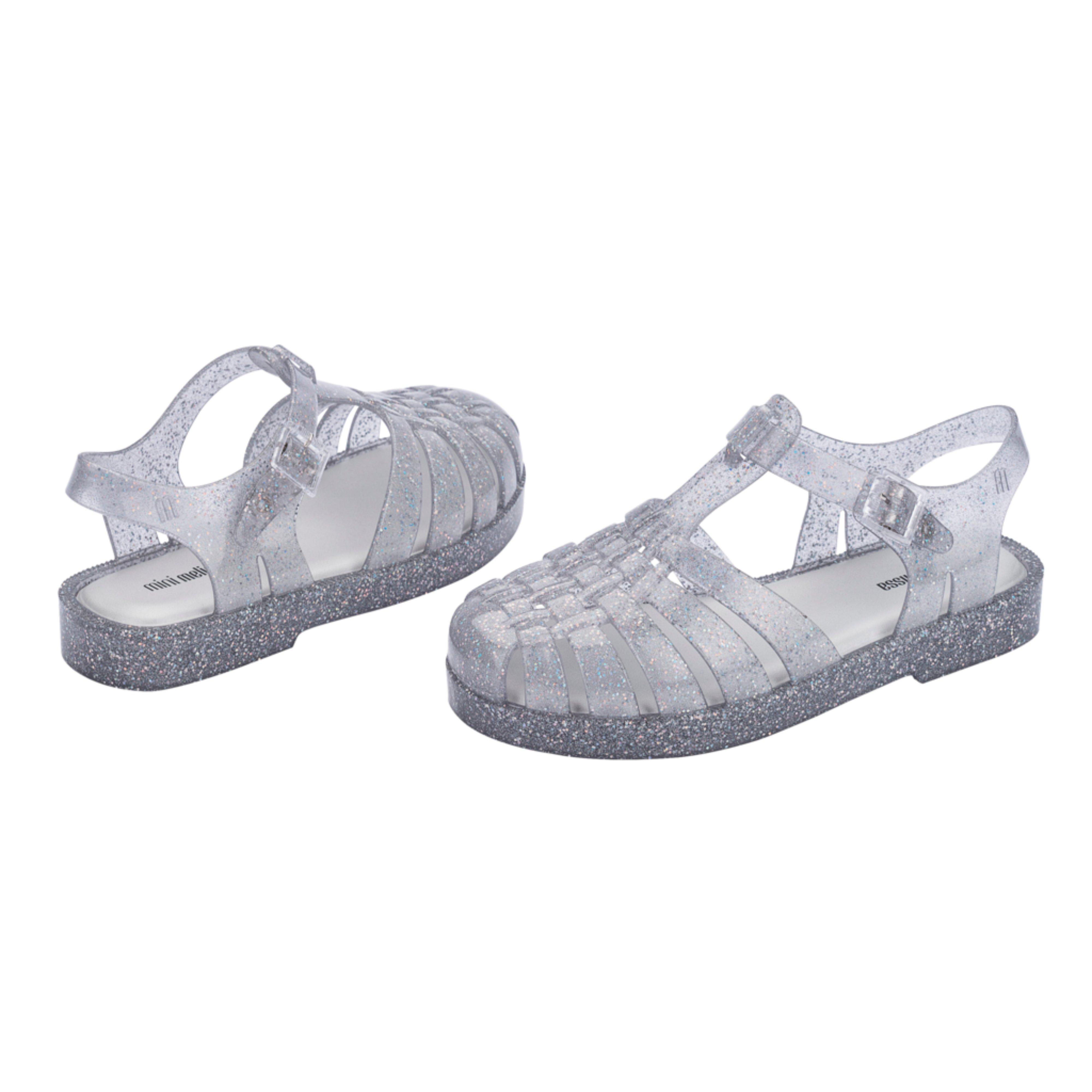 Possession Shiny Fisherman Jelly Sandal in Glitter Clear Silver image number 2