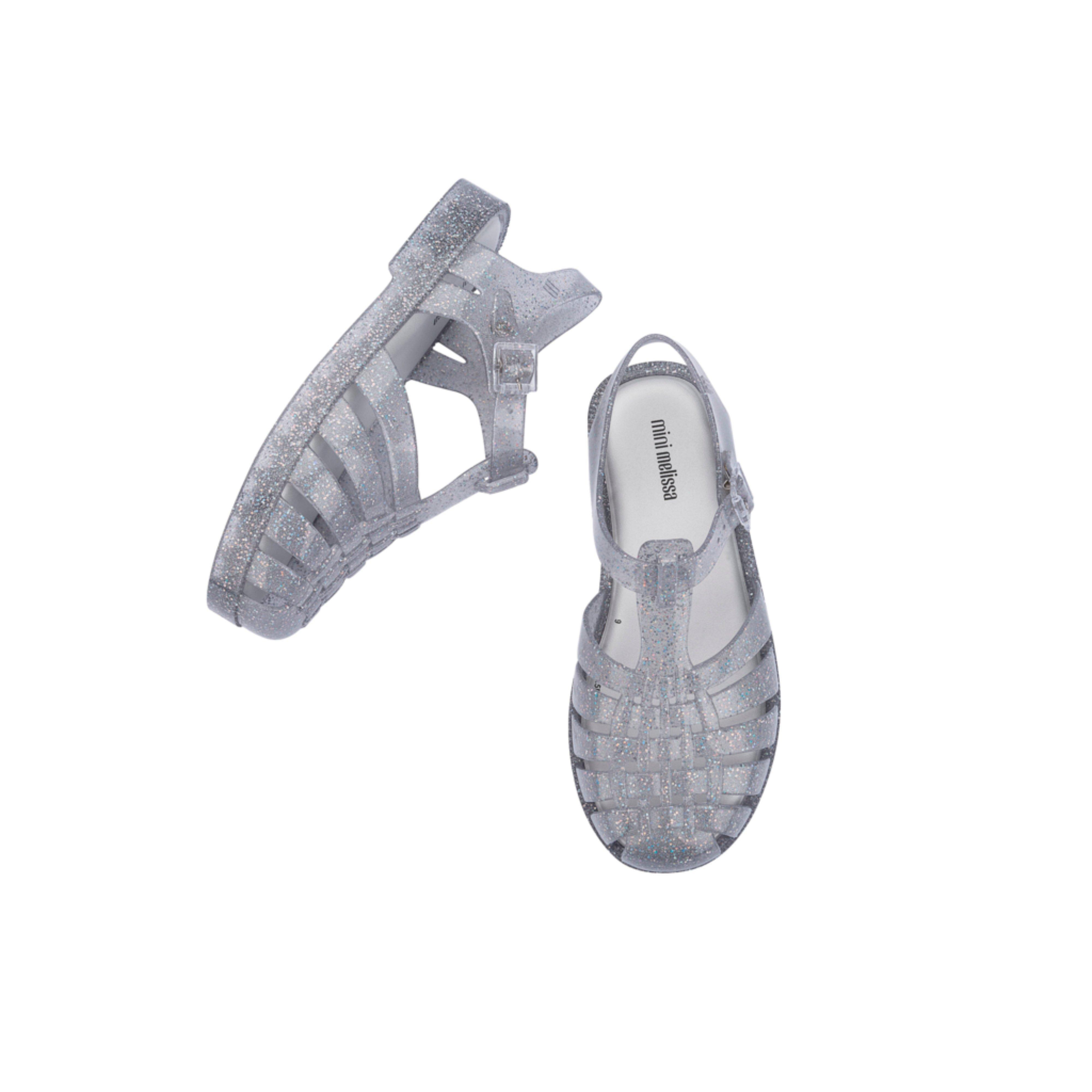 Possession Shiny Fisherman Jelly Sandal in Glitter Clear Silver image number 3