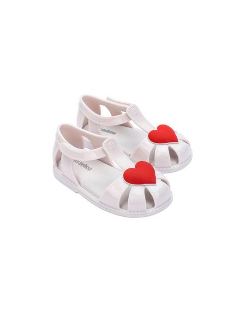 Toddler Hip Heart Ballerina Flat in White