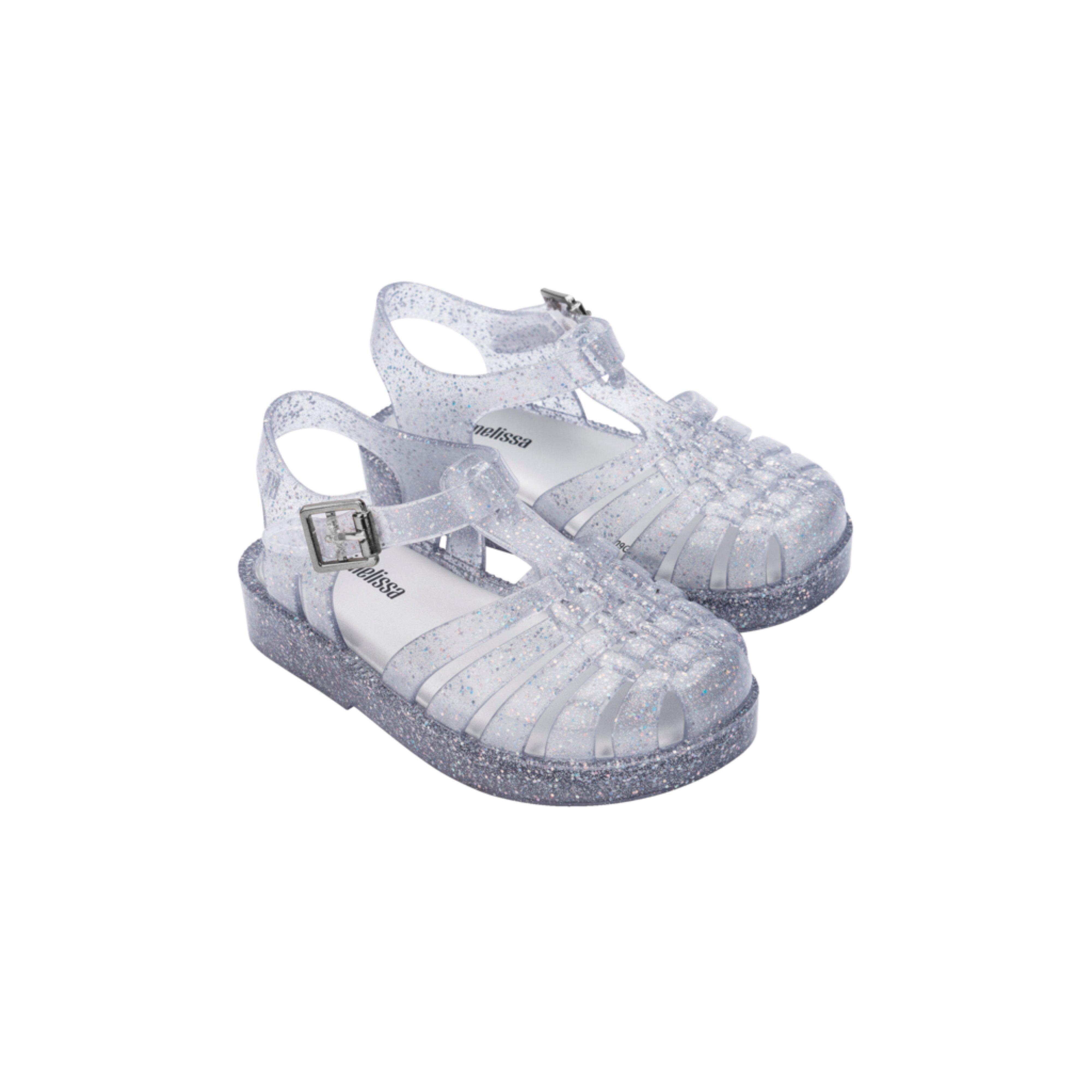 Possession Shiny Fisherman Jelly Sandal in Pink Silver Glitter