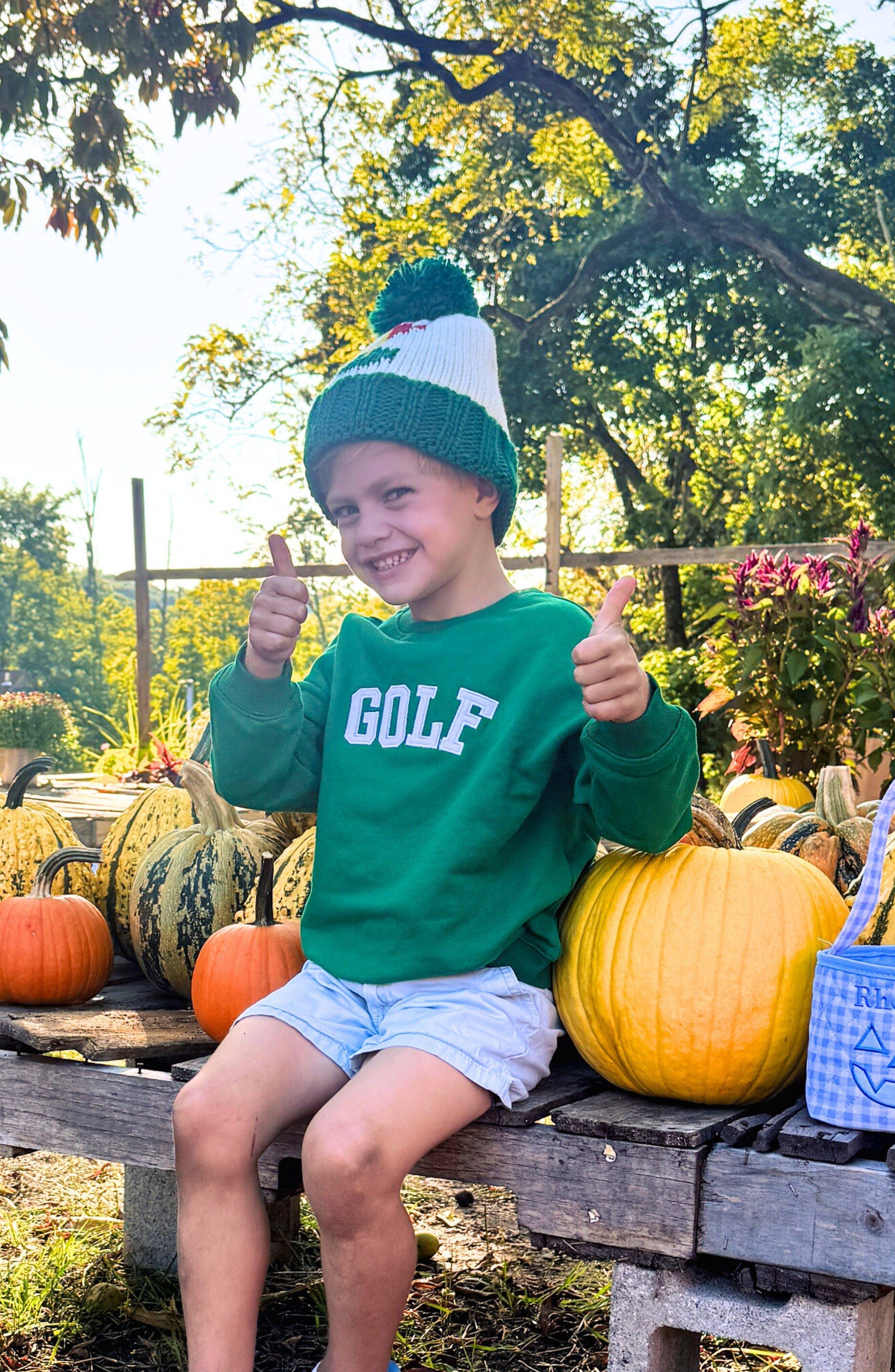 Green Golf Flag Bobble Hat/Mittens Bundle image number 1