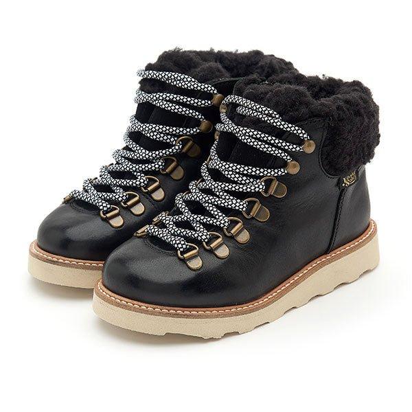 Eddie Wool Ankle-High Hiking Kids Boot - Black