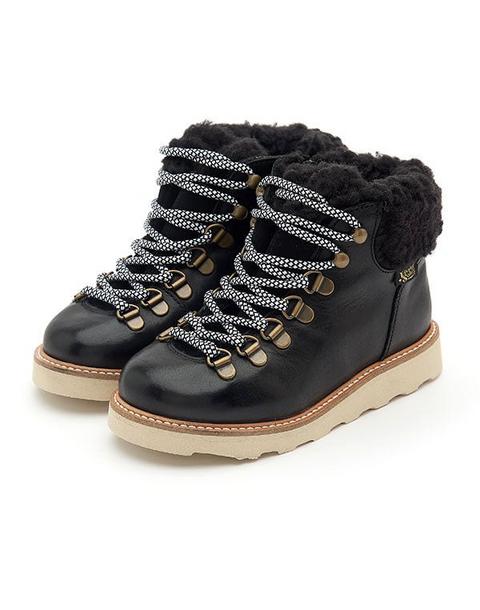 Eddie Wool Ankle-High Hiking Kids Boot - Black