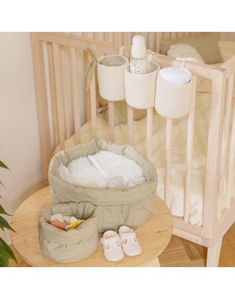 Set of Two Quilted Baskets, Olive