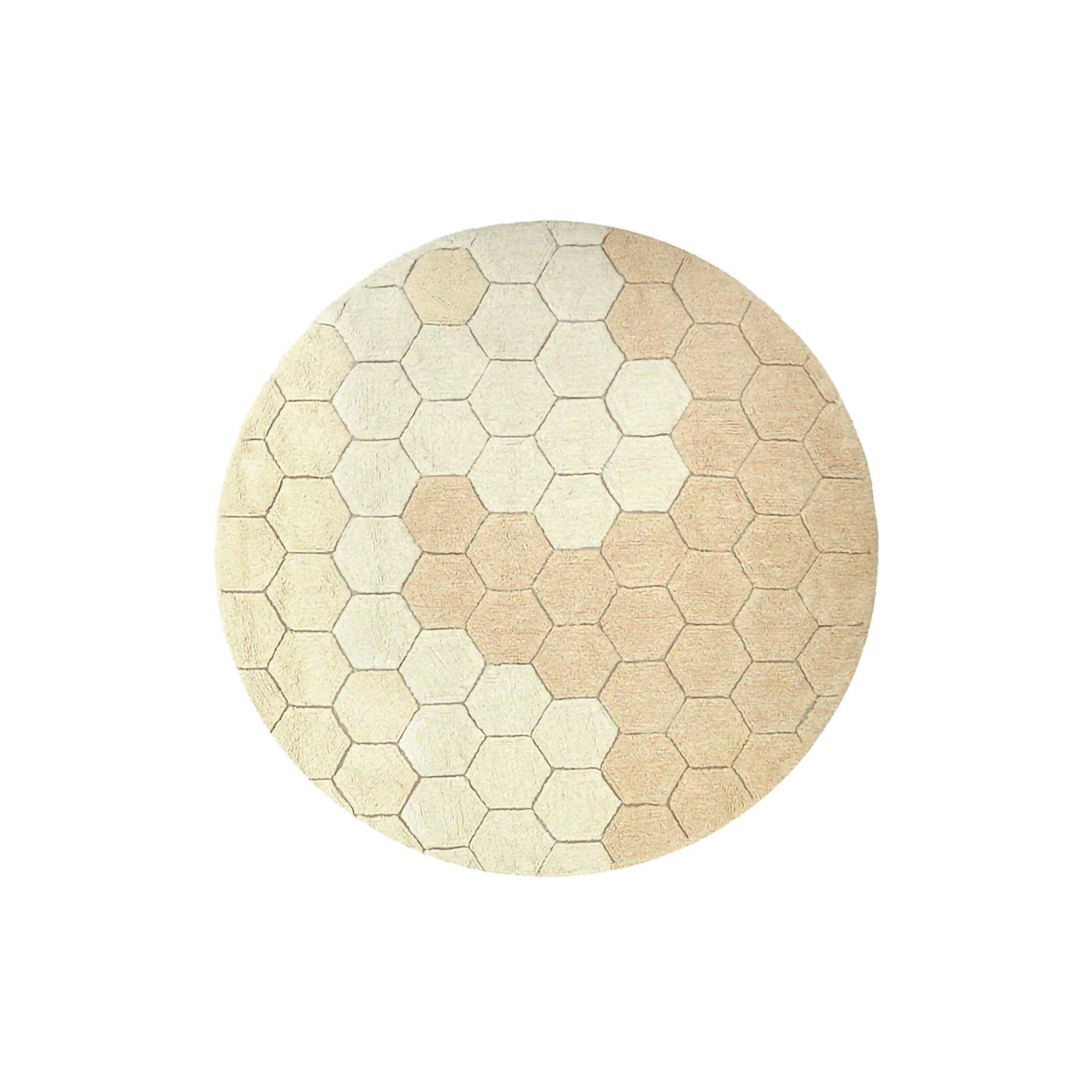 Washable Rug Round Honeycomb Golden image number 2