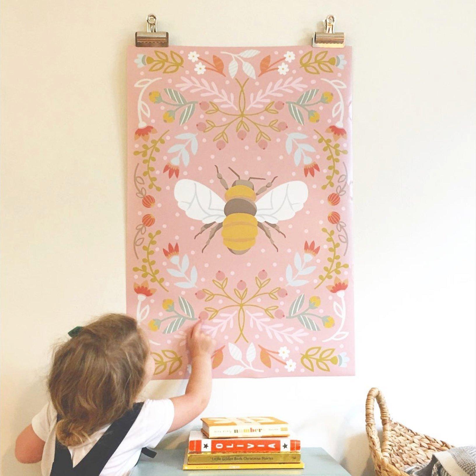 Bee in Pink Fine Art Print image number 1