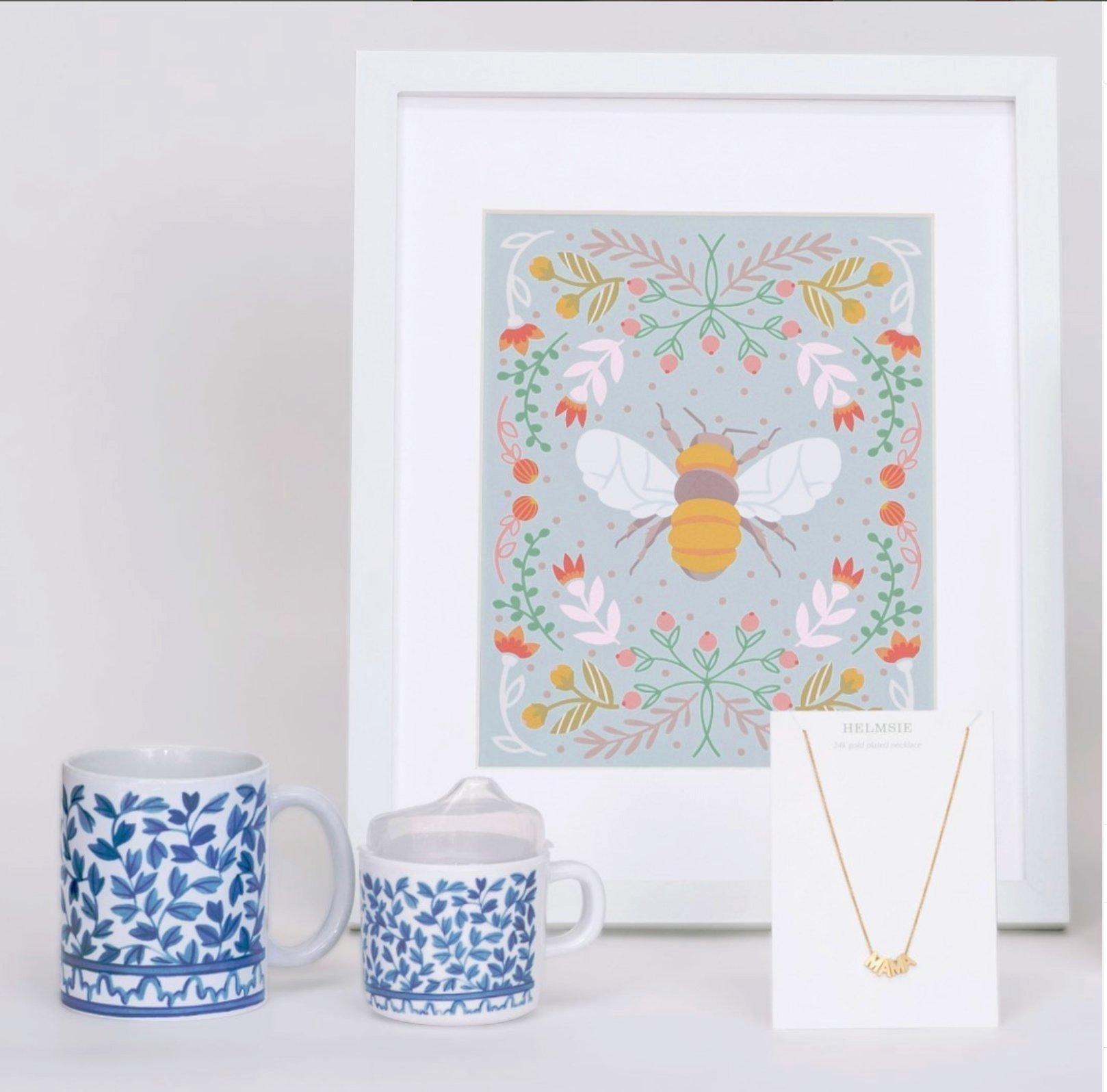 Bee in Blue Fine Art Print image number 1