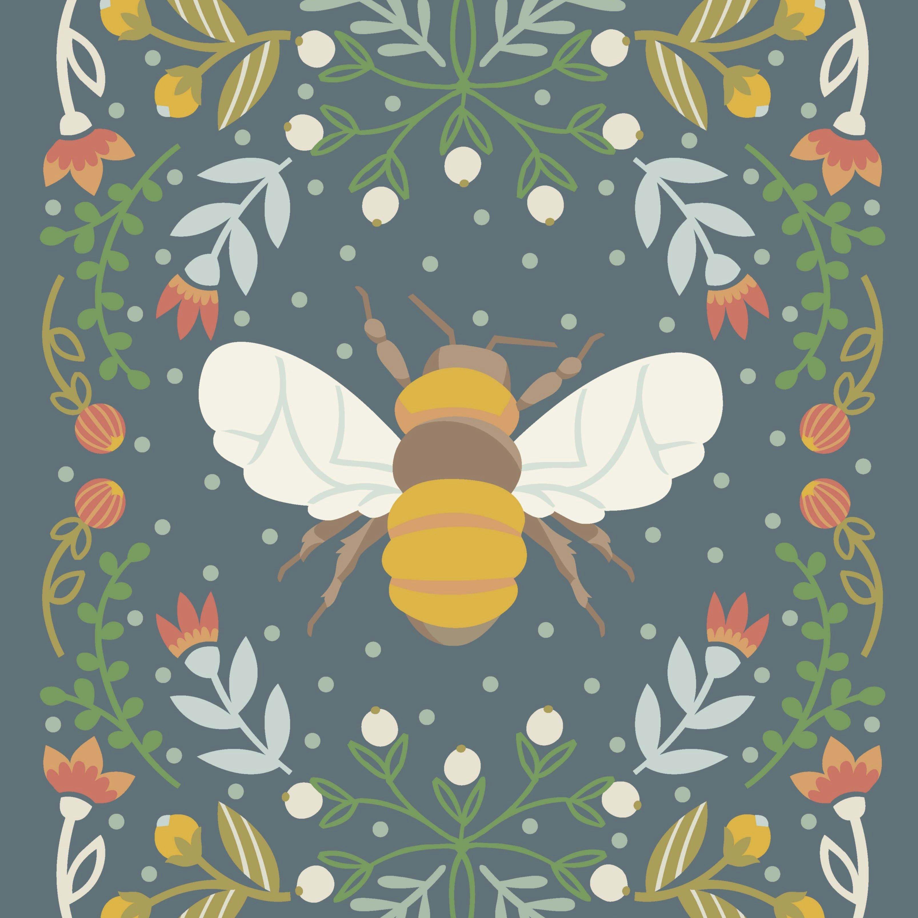 Bee in Navy Fine Art Print image number 1