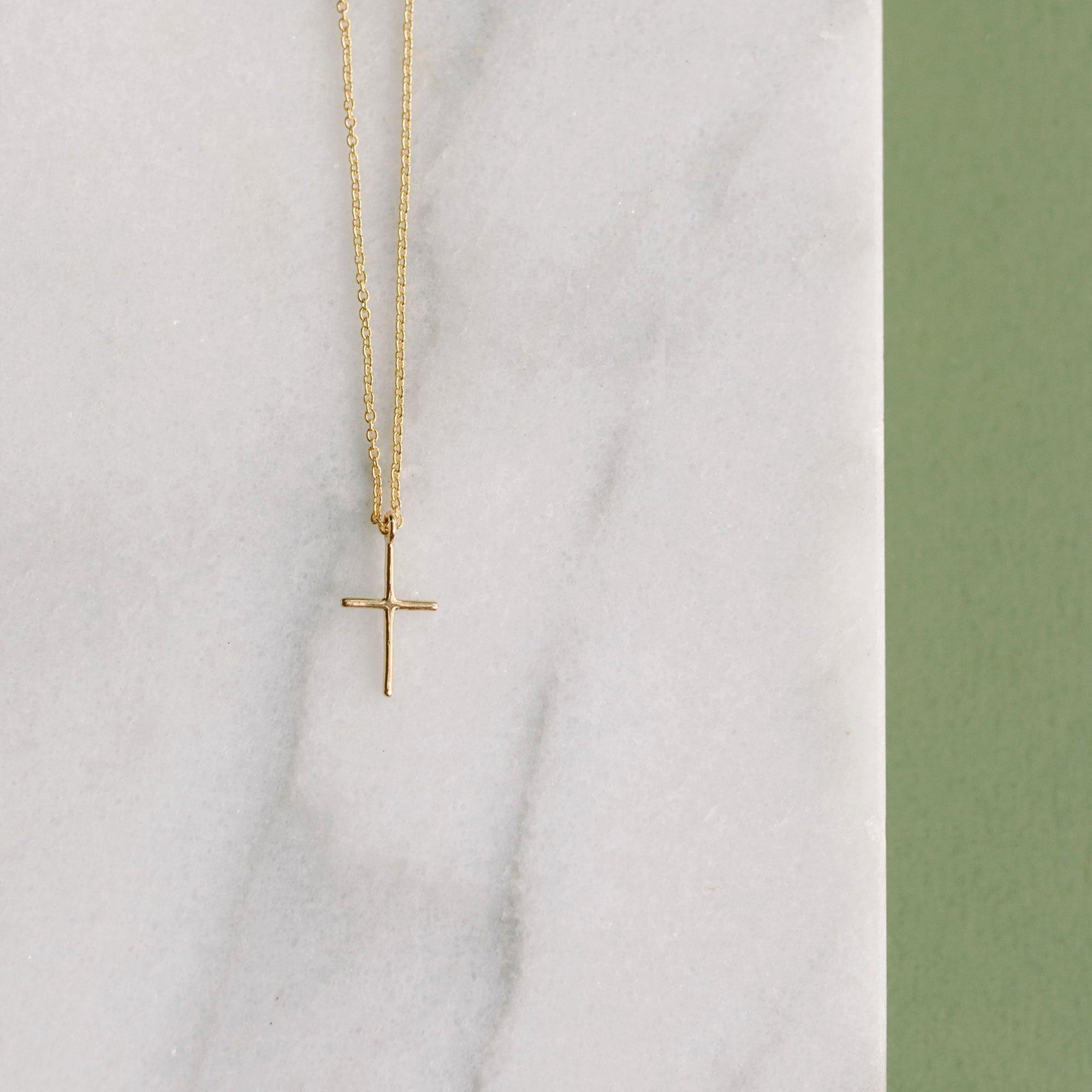Single Gold Plated Cross Necklace 18"