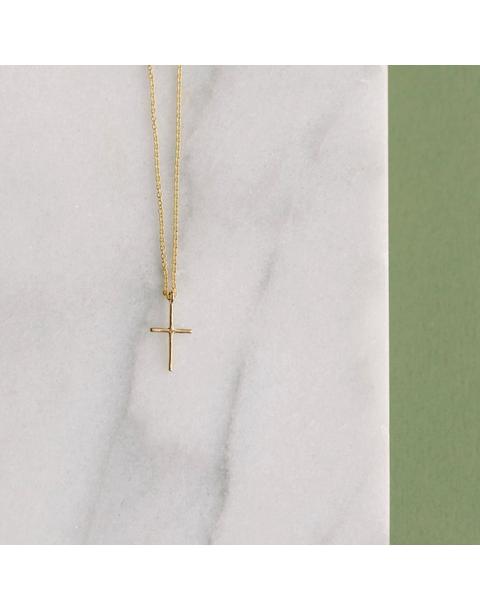 Single Gold Plated Cross Necklace 18"