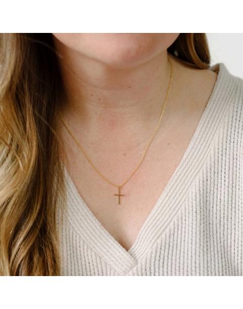 Single Gold Plated Cross Necklace 18"