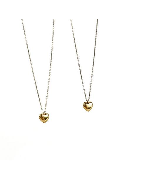 Mama & Me Puff Heart Necklace Set