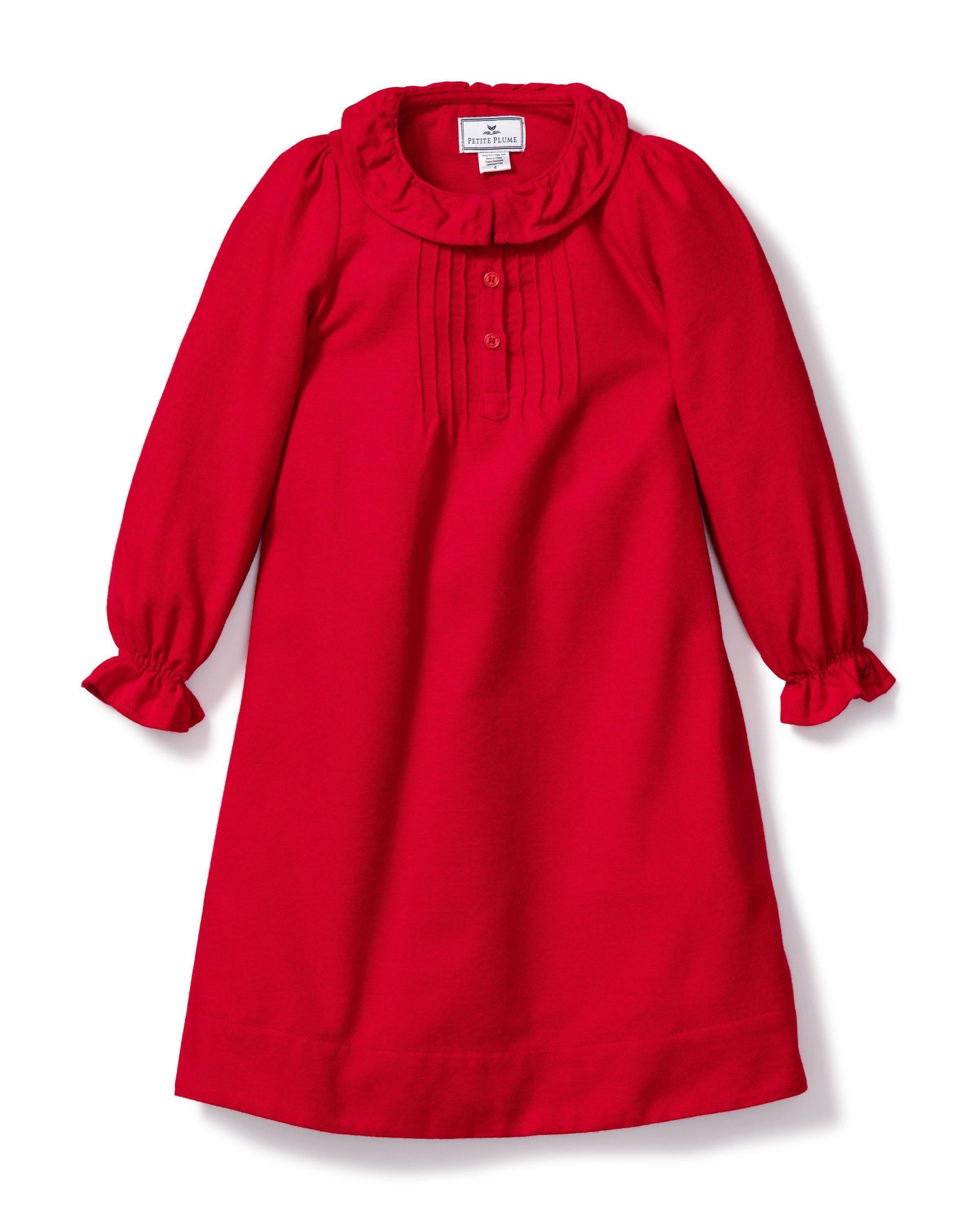 Girl's Flannel Victoria Nightgown in Red image number 1