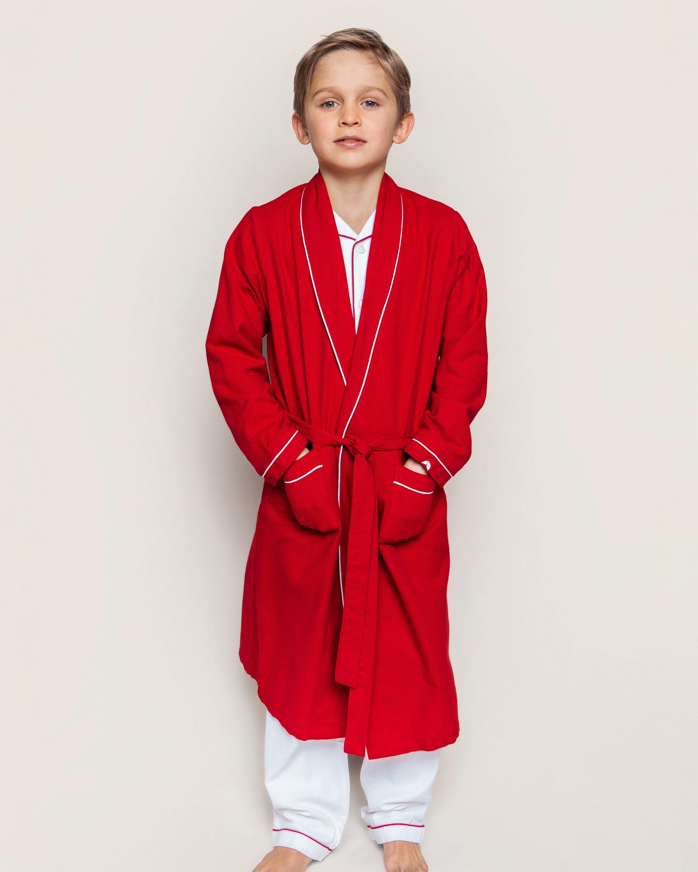 Kid's Flannel Robe in Red
