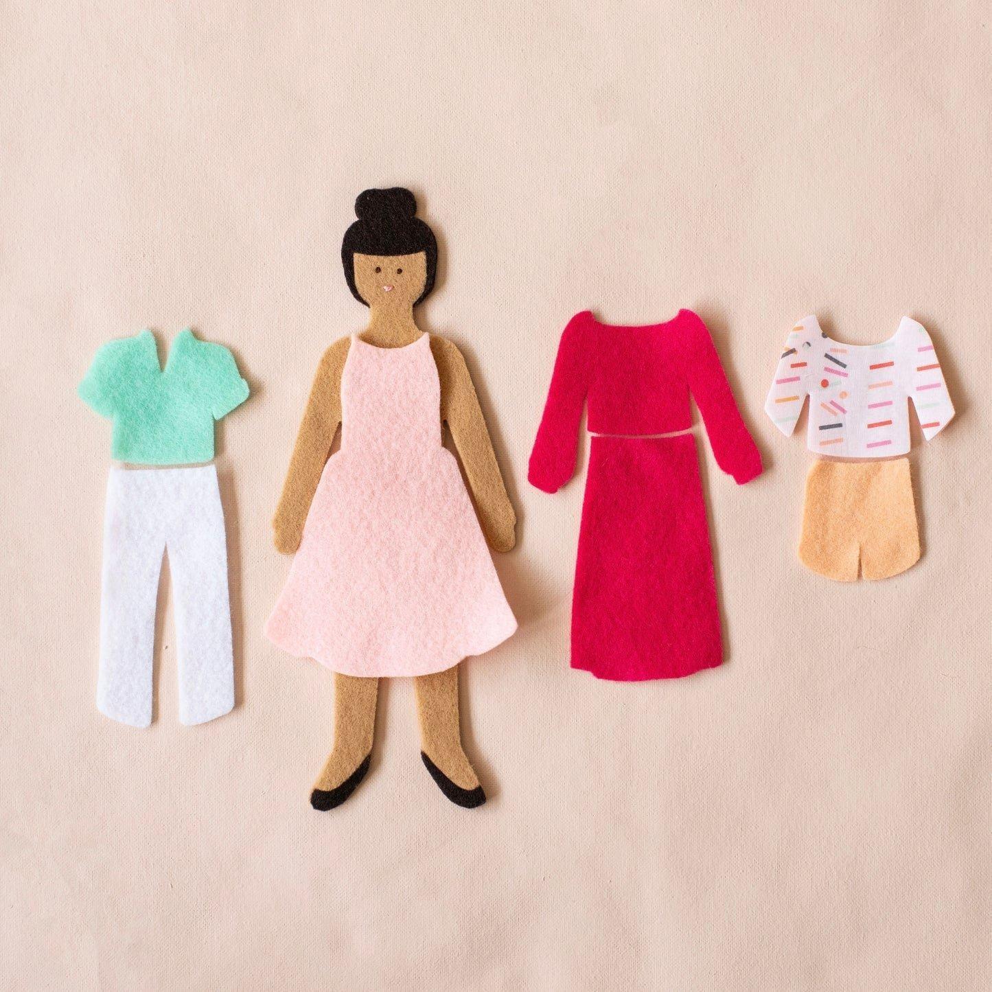 Caramel Felt Doll Travel Set